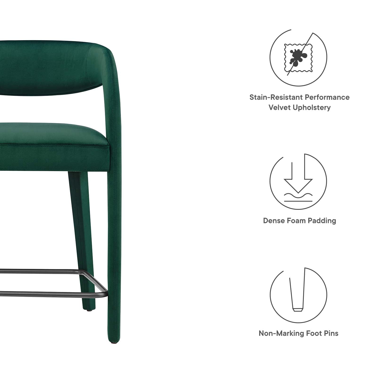 Pinnacle Performance Velvet Counter Stool Set of Two By Modway - EEI-6566 | Counter Stools | Modway - 17