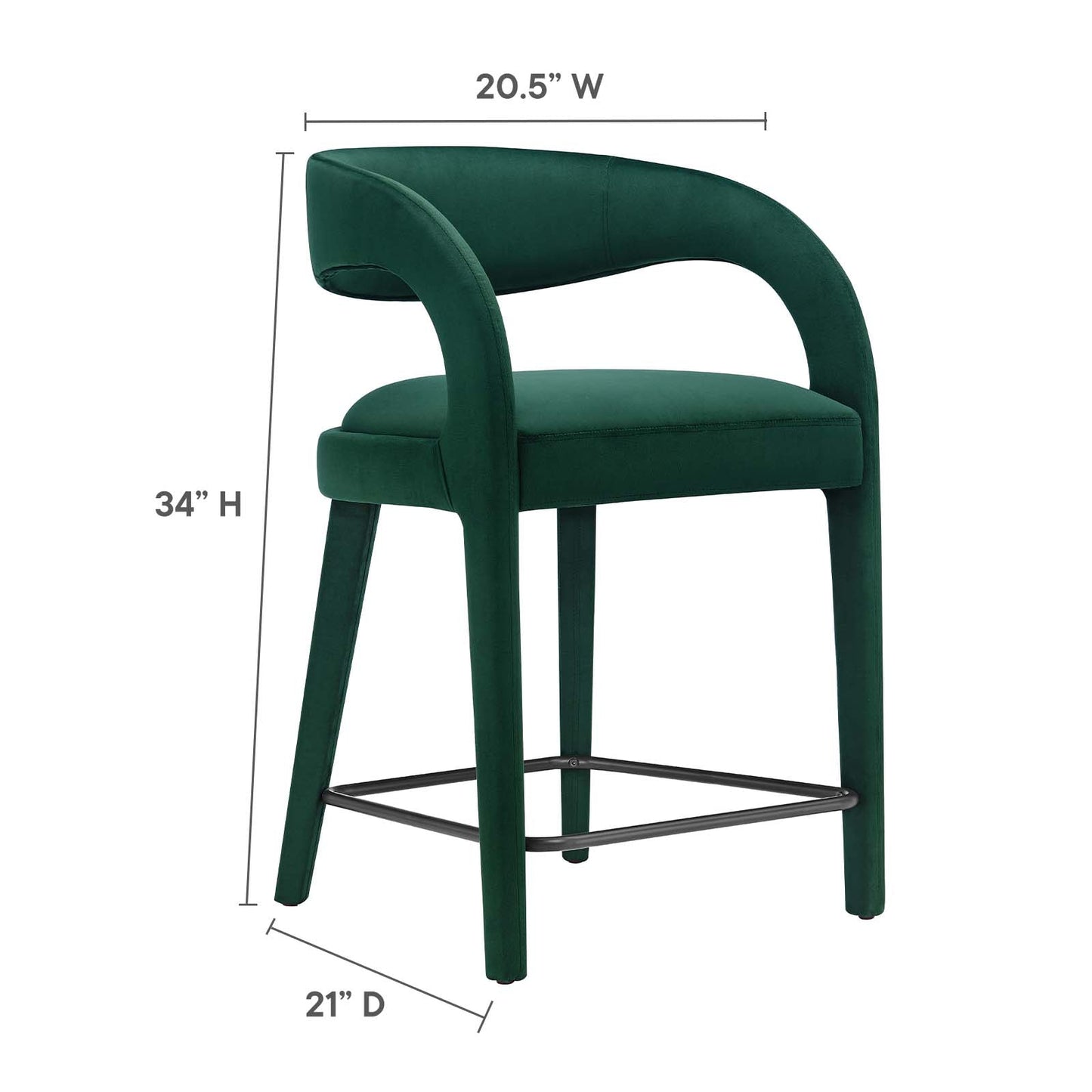 Pinnacle Performance Velvet Counter Stool Set of Two By Modway - EEI-6566 | Counter Stools | Modway - 18