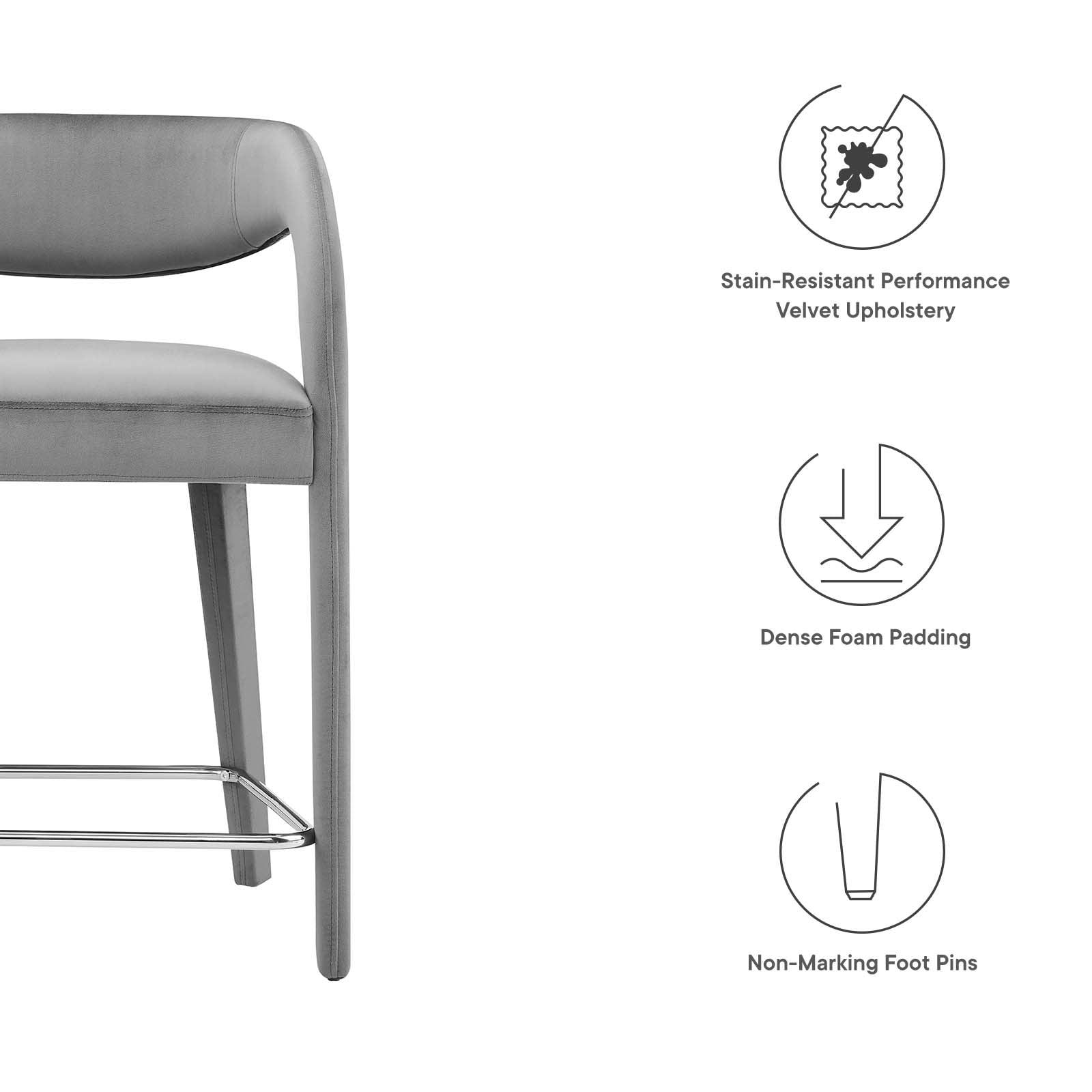Pinnacle Performance Velvet Counter Stool Set of Two By Modway - EEI-6566 | Counter Stools | Modway - 26