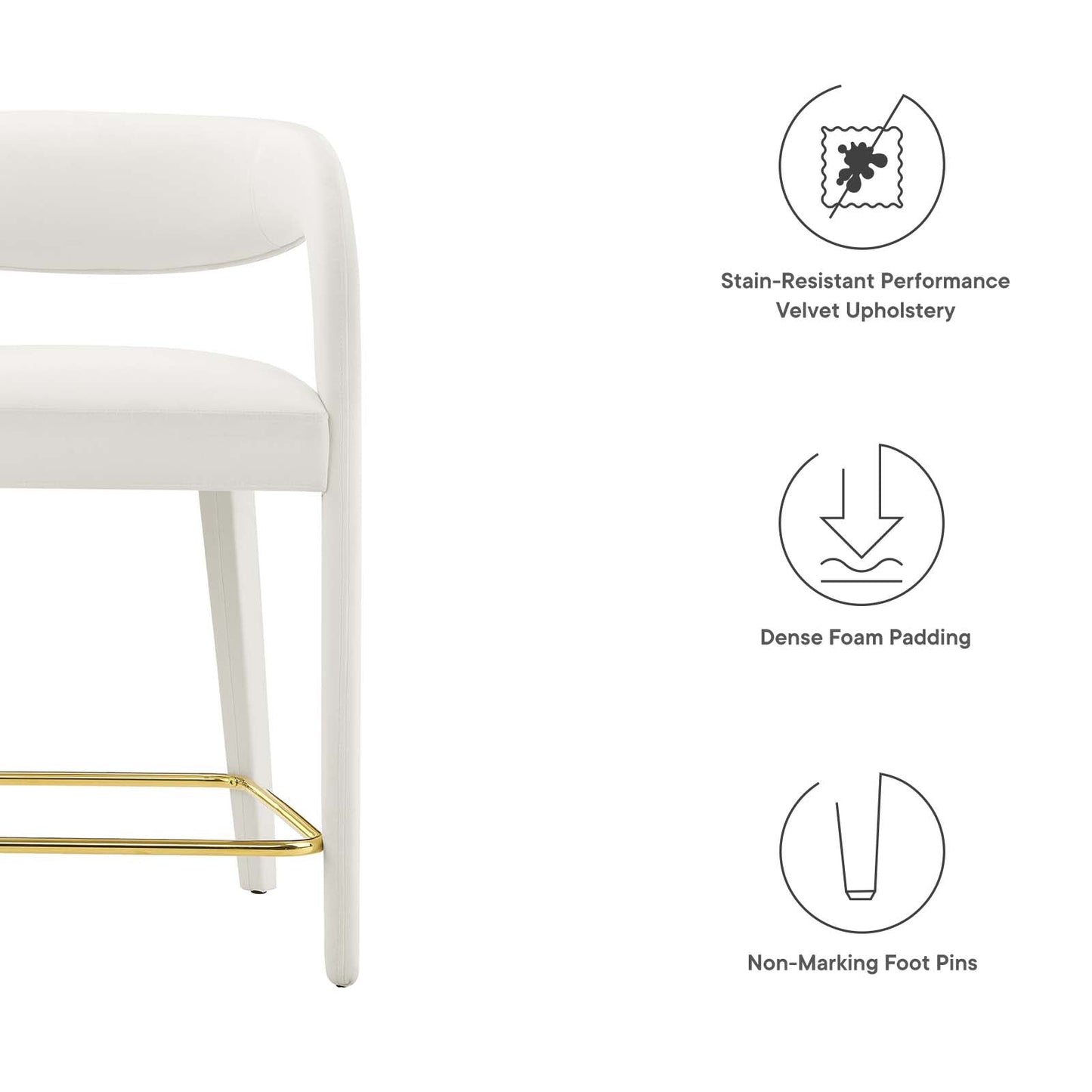 Pinnacle Performance Velvet Counter Stool Set of Two By Modway - EEI-6566 | Counter Stools | Modway - 35