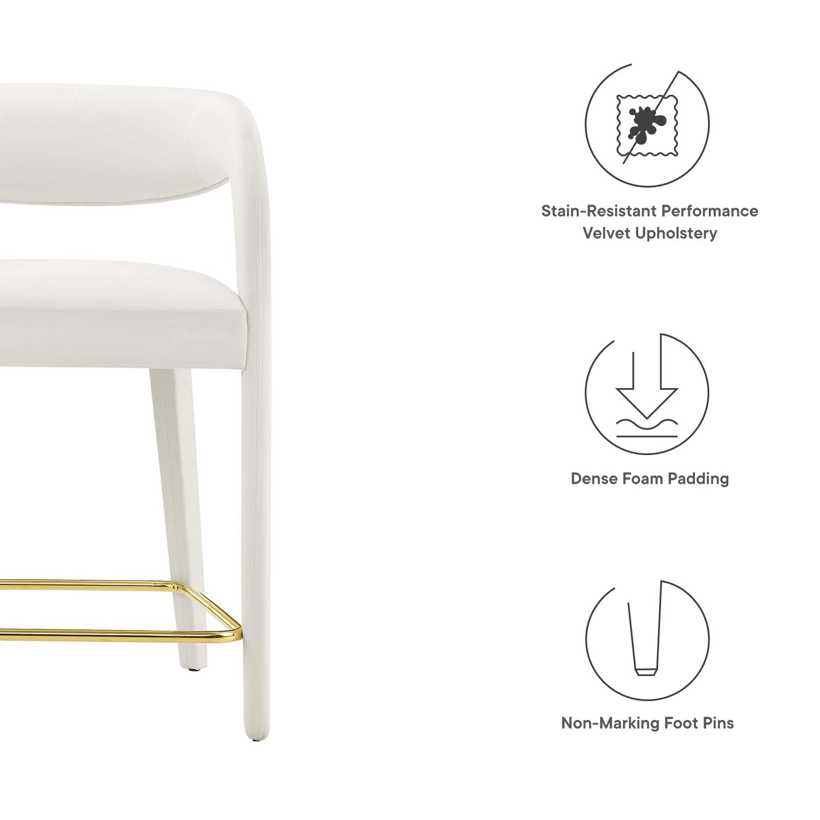 Pinnacle Performance Velvet Counter Stool Set of Two By Modway - EEI-6566 | Counter Stools | Modway - 35