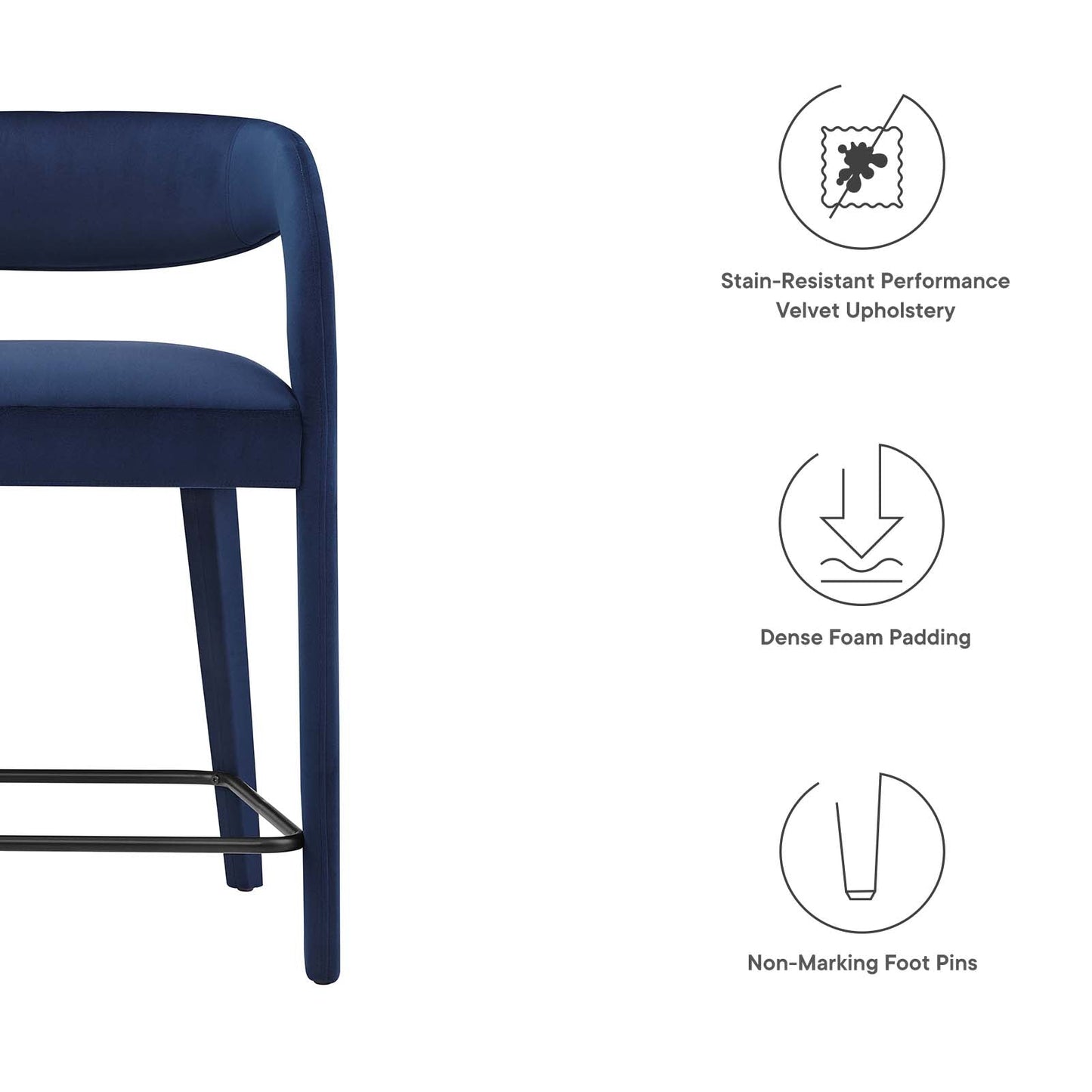 Pinnacle Performance Velvet Counter Stool Set of Two By Modway - EEI-6566 | Counter Stools | Modway - 44