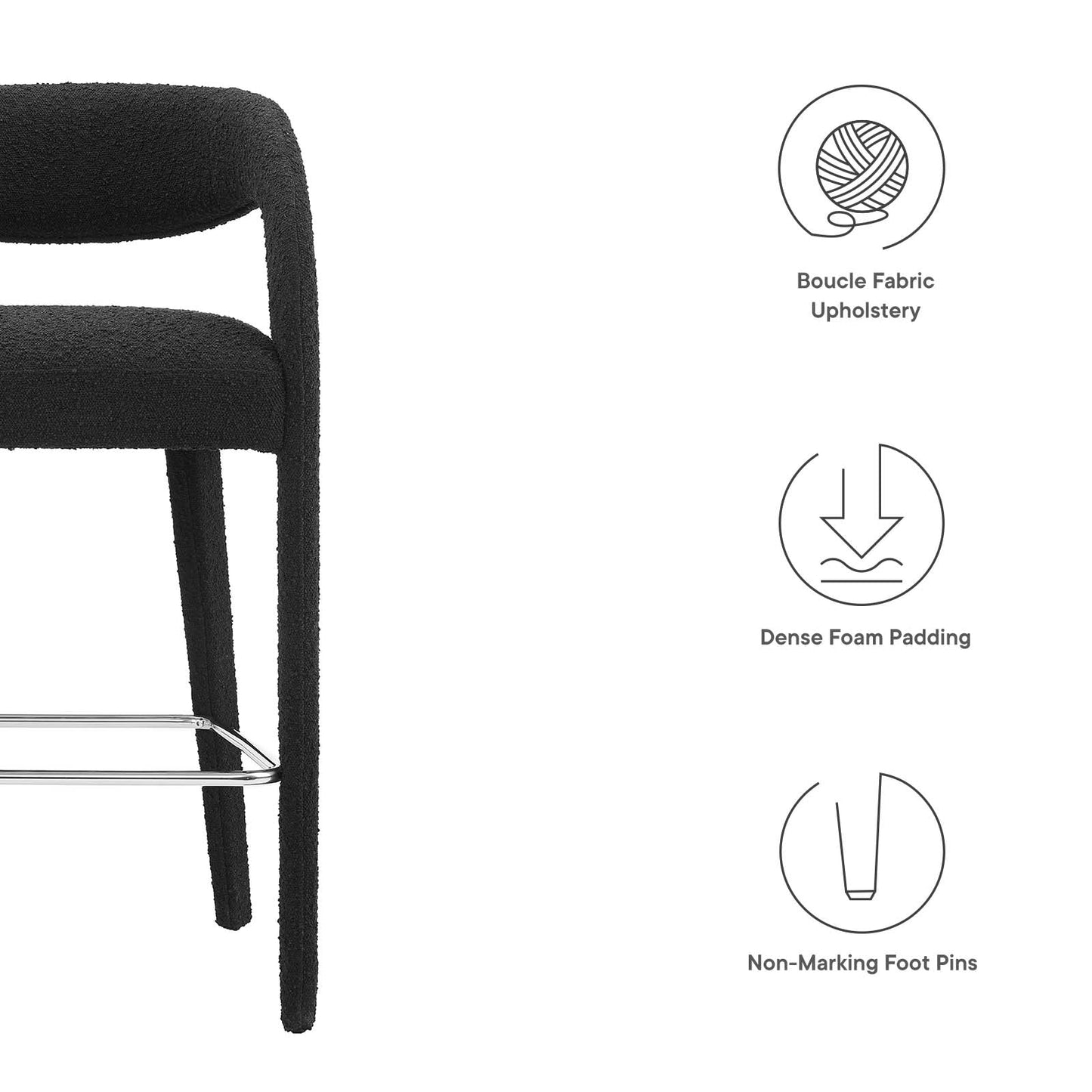Pinnacle Boucle Upholstered Bar Stool Set of Two By Modway - EEI-6568 | Bar Stools | Modway - 8