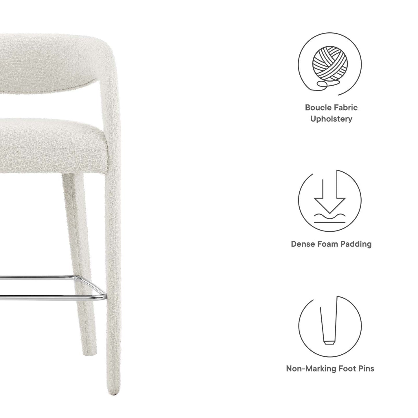 Pinnacle Boucle Upholstered Bar Stool Set of Two By Modway - EEI-6568 | Bar Stools | Modway - 17