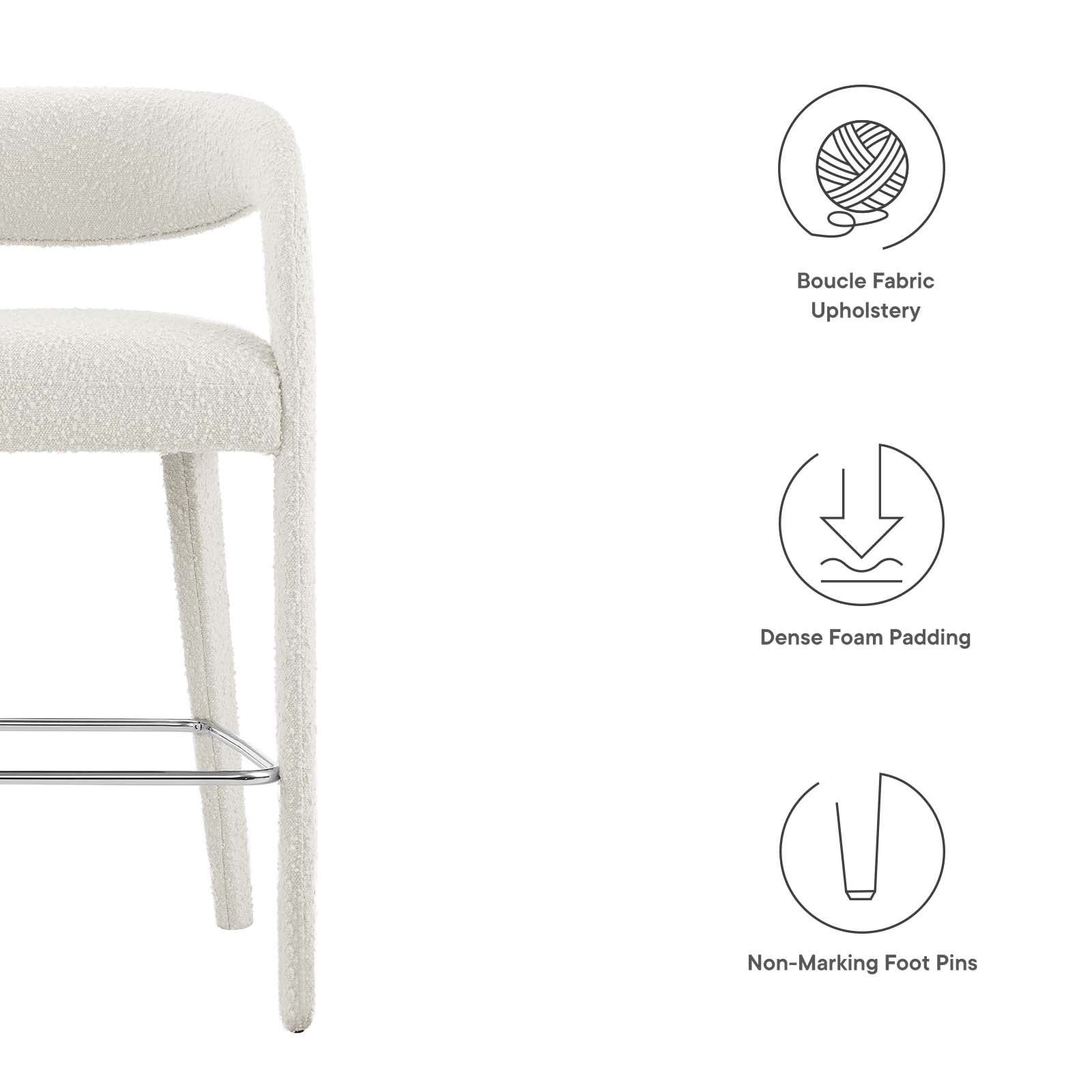 Pinnacle Boucle Upholstered Bar Stool Set of Two By Modway - EEI-6568 | Bar Stools | Modway - 17