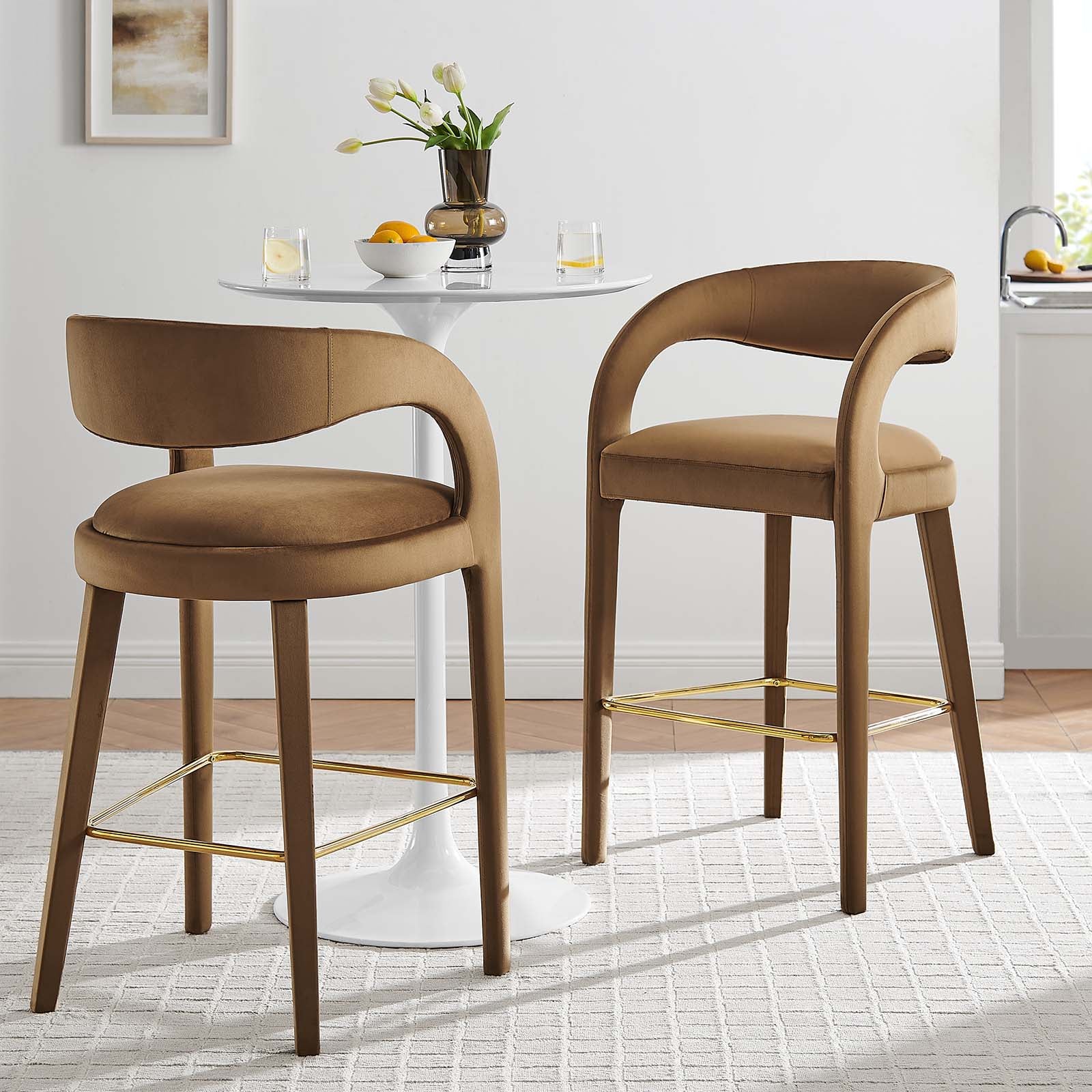 Pinnacle Performance Velvet Bar Stool Set of Two By Modway - EEI-6569 | Bar Stools | Modway