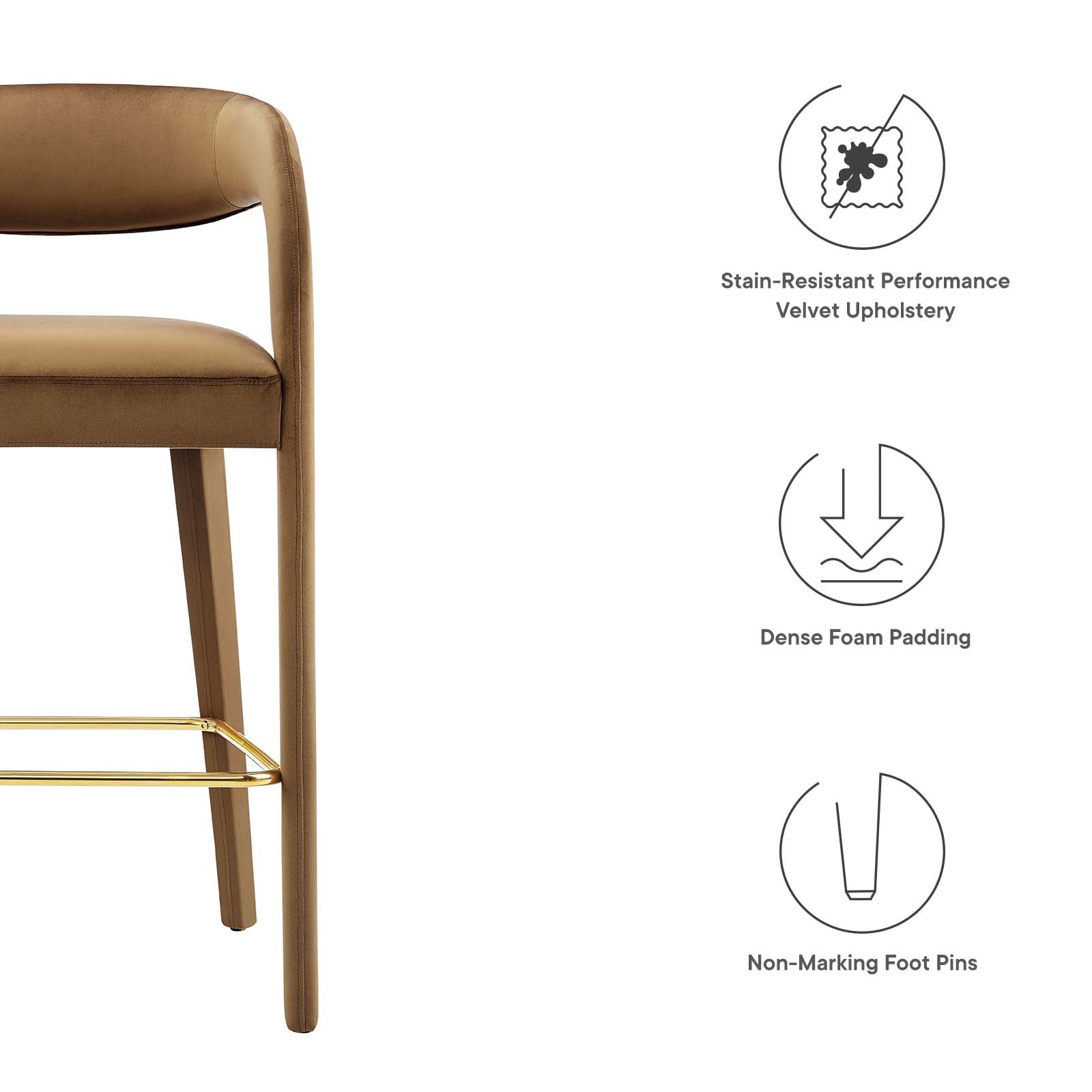 Pinnacle Performance Velvet Bar Stool Set of Two By Modway - EEI-6569 | Bar Stools | Modway - 8