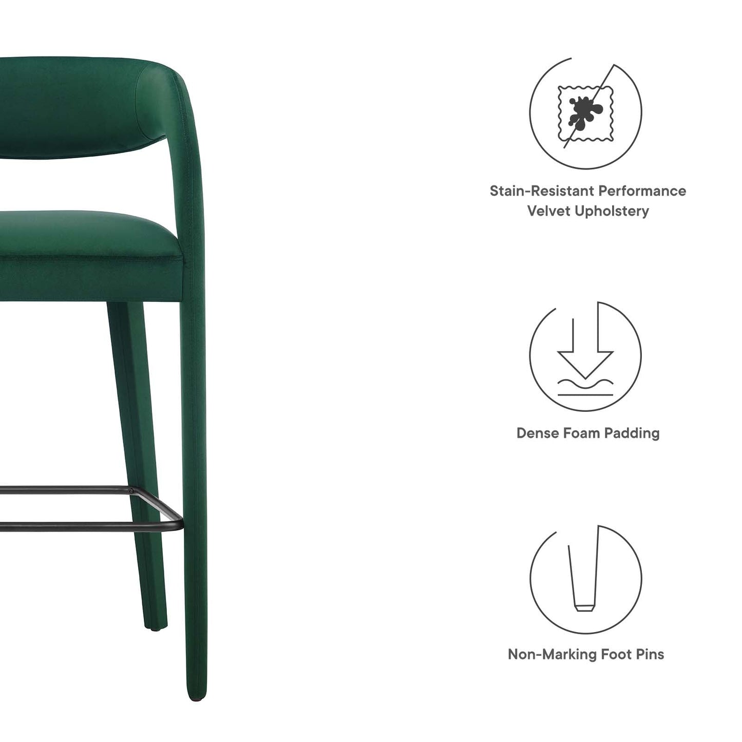 Pinnacle Performance Velvet Bar Stool Set of Two By Modway - EEI-6569 | Bar Stools | Modway - 17
