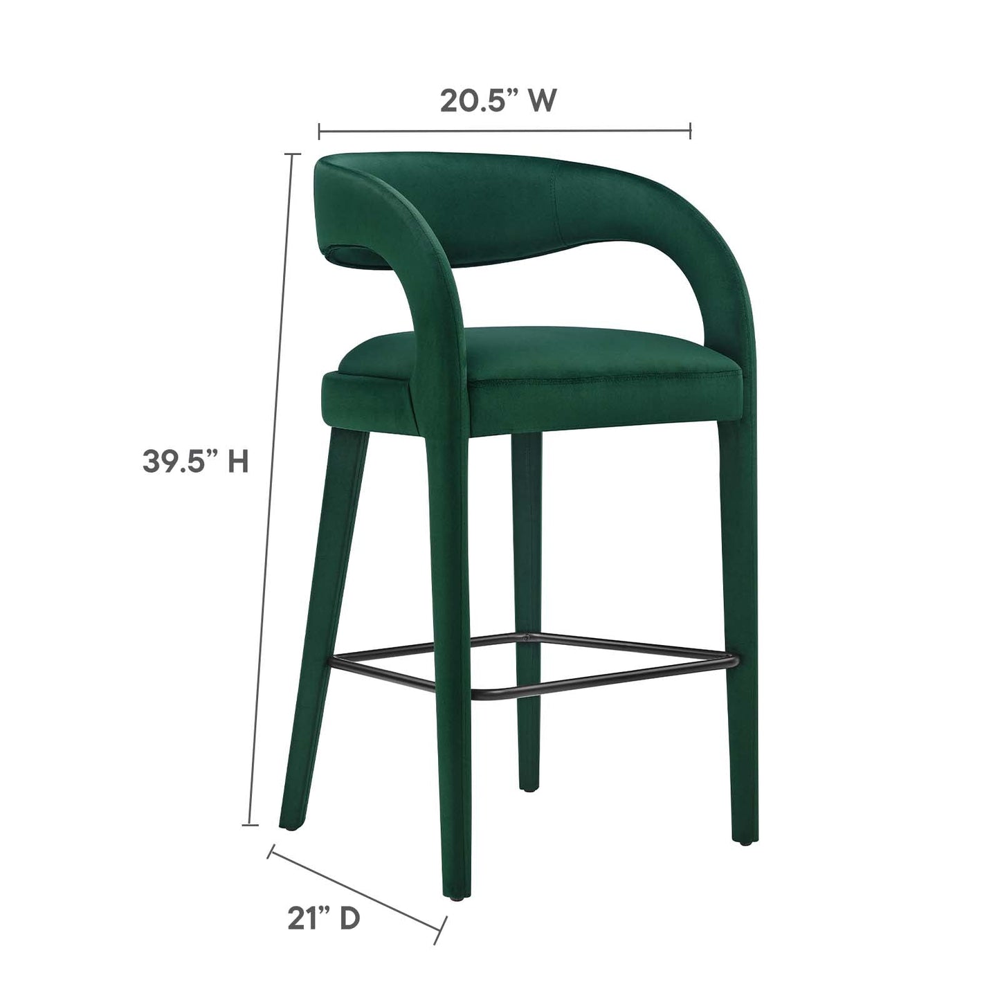 Pinnacle Performance Velvet Bar Stool Set of Two By Modway - EEI-6569 | Bar Stools | Modway - 18