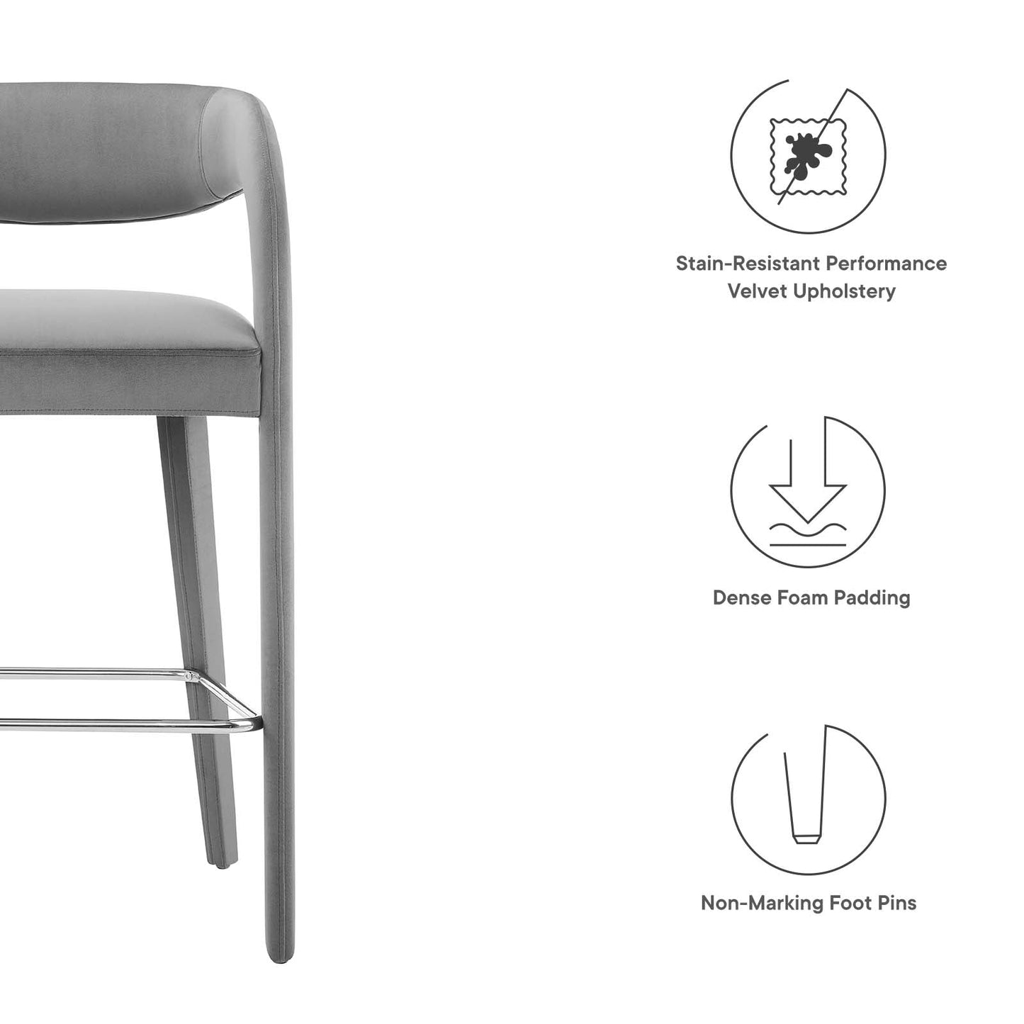 Pinnacle Performance Velvet Bar Stool Set of Two By Modway - EEI-6569 | Bar Stools | Modway - 26