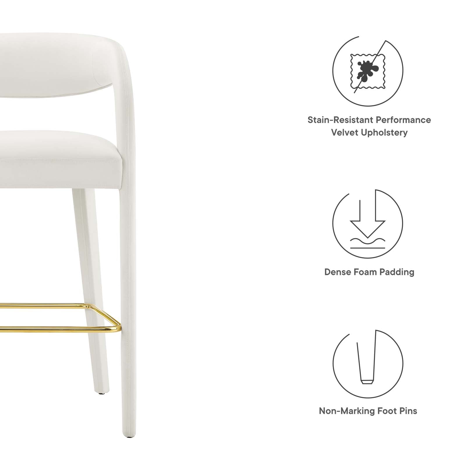 Pinnacle Performance Velvet Bar Stool Set of Two By Modway - EEI-6569 | Bar Stools | Modway - 35