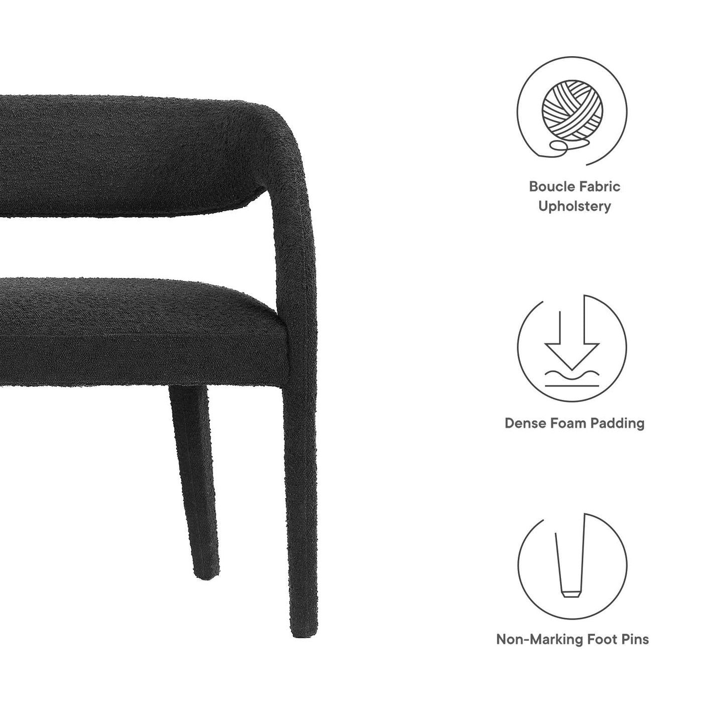 Pinnacle Boucle Fabric Accent Bench By Modway - EEI-6571 | Benches | Modway - 6