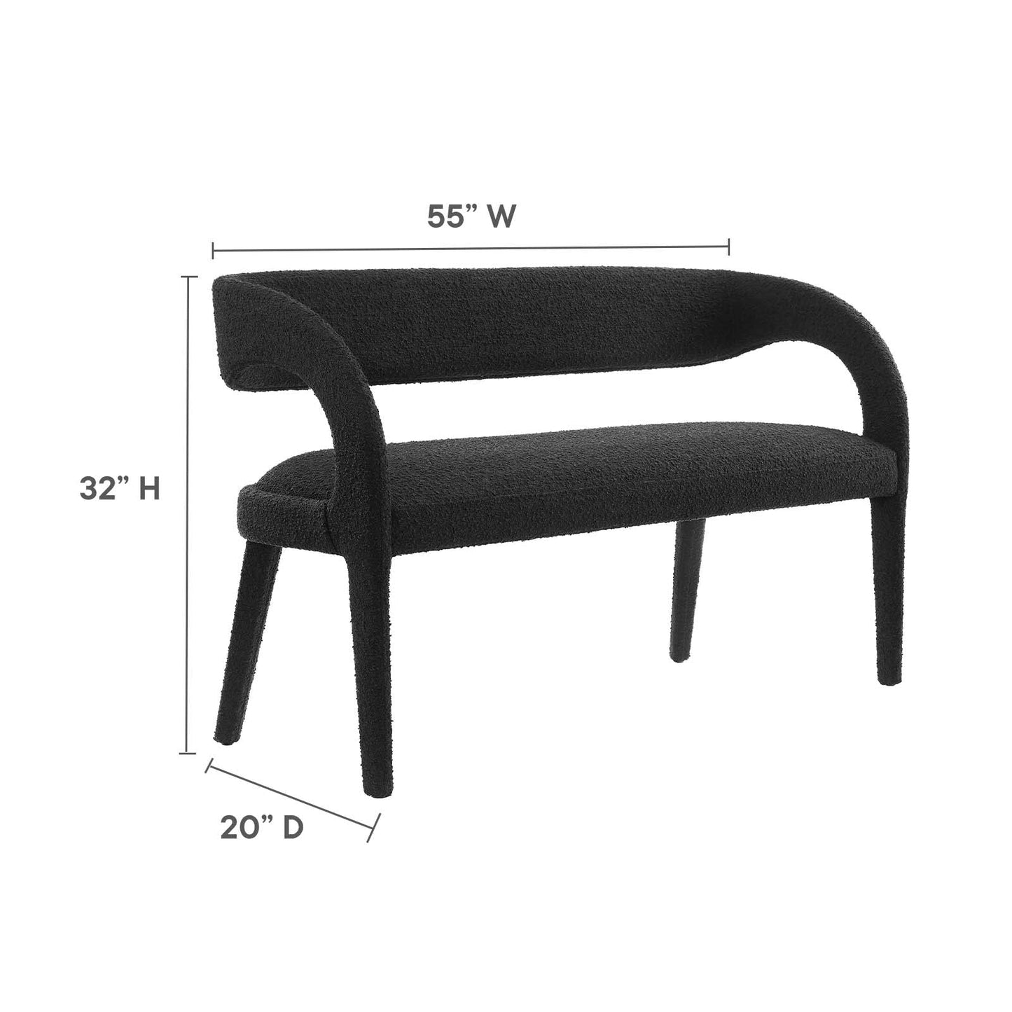 Pinnacle Boucle Fabric Accent Bench By Modway - EEI-6571 | Benches | Modway - 7