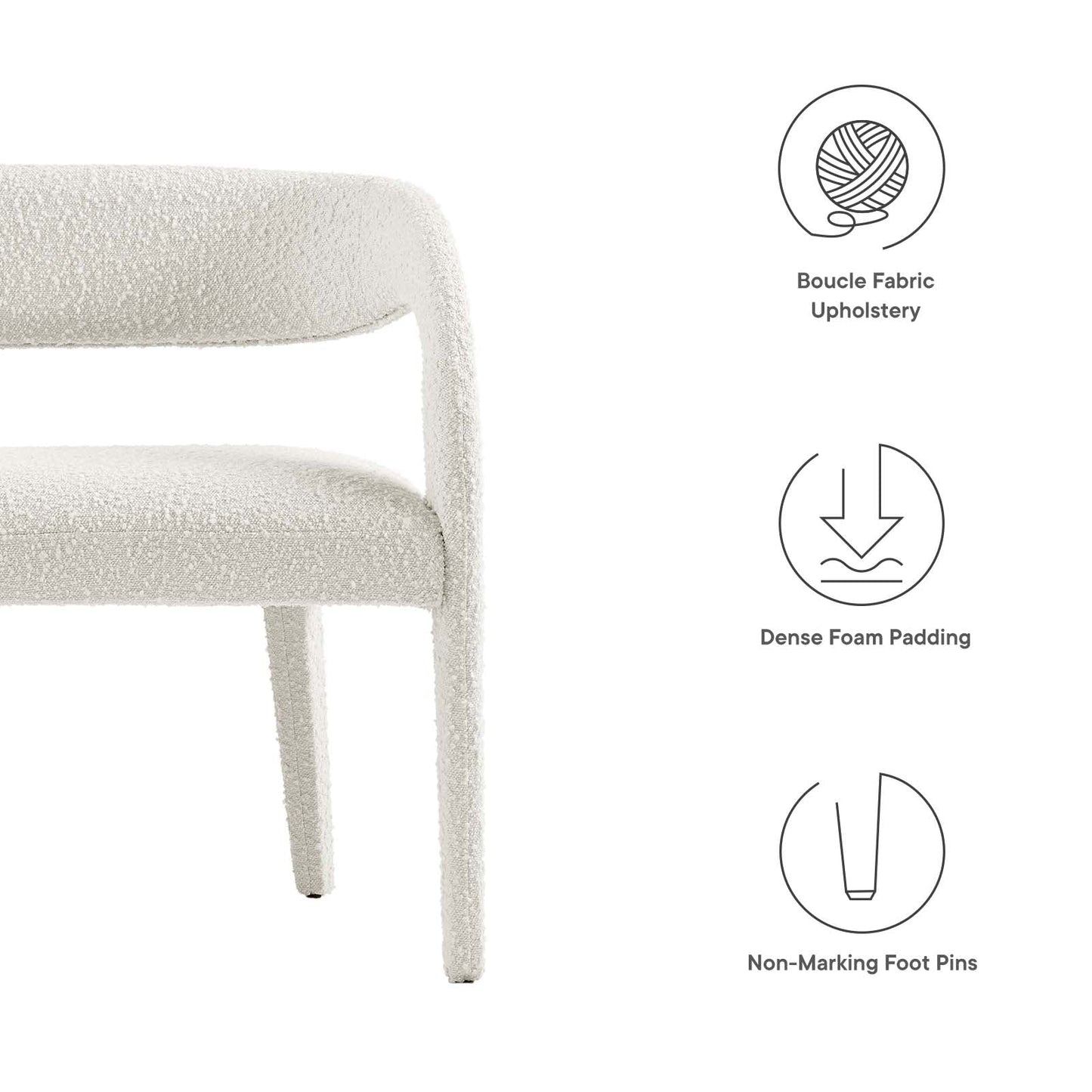 Pinnacle Boucle Fabric Accent Bench By Modway - EEI-6571 | Benches | Modway - 14