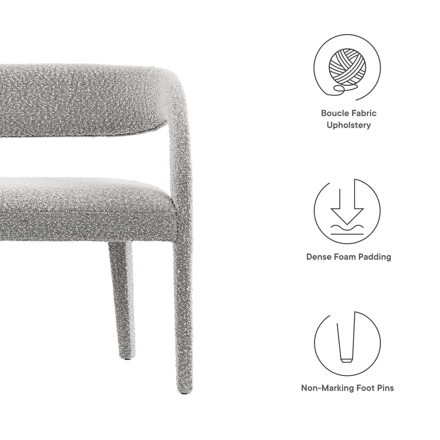 Pinnacle Boucle Fabric Accent Bench By Modway - EEI-6571 | Benches | Modway - 22