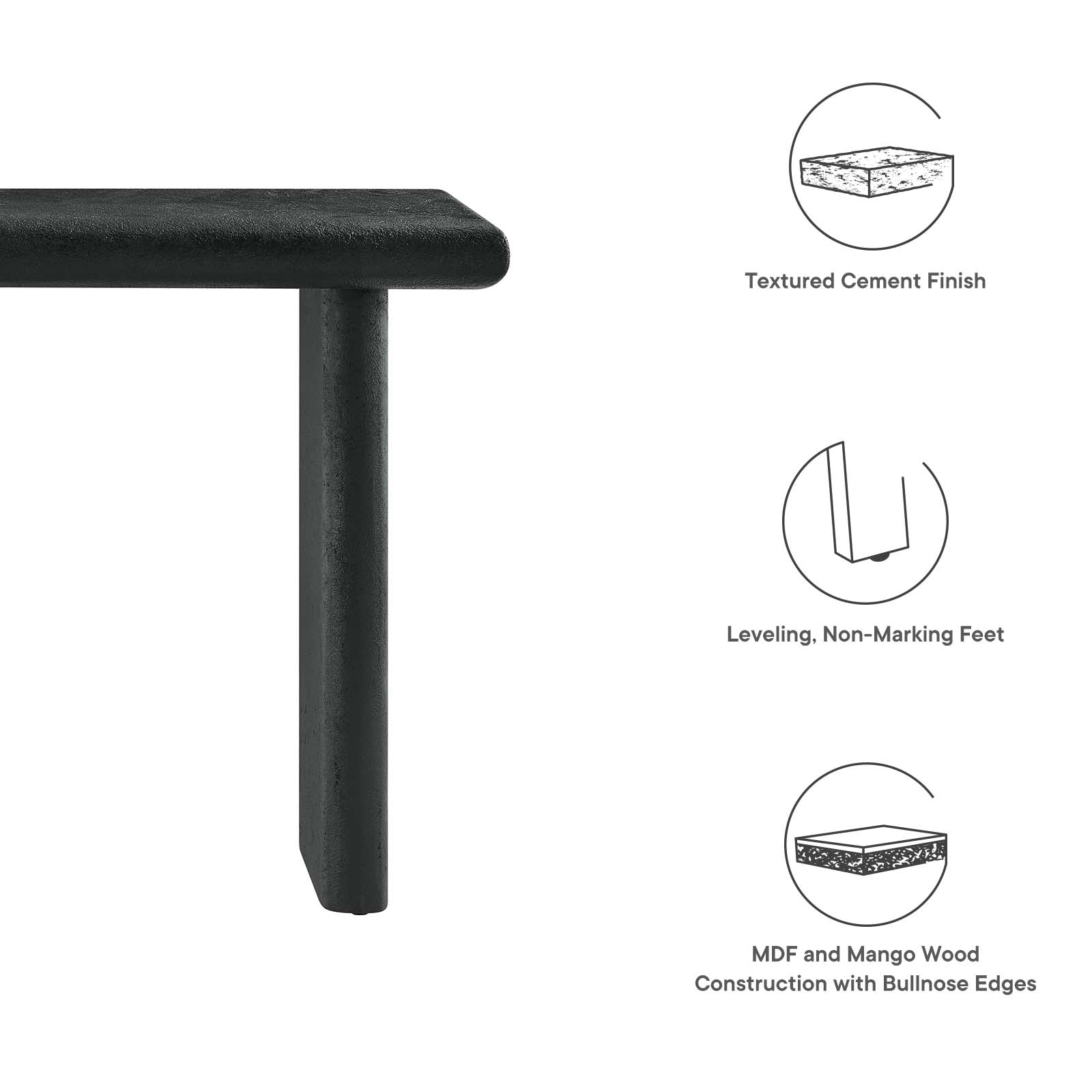Relic Concrete Textured Console Table By Modway - EEI-6577 | Console Tables | Modway - 9