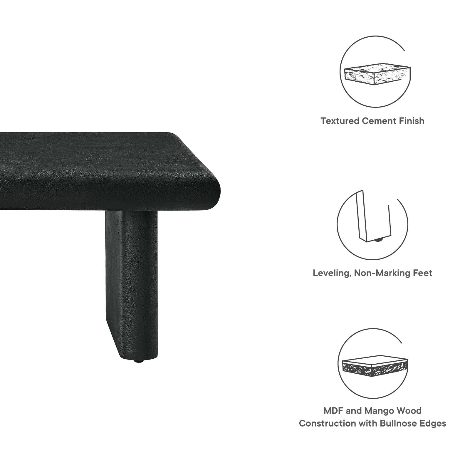Relic Concrete Textured Coffee Table By Modway - EEI-6578 | Coffee Tables | Modway - 9
