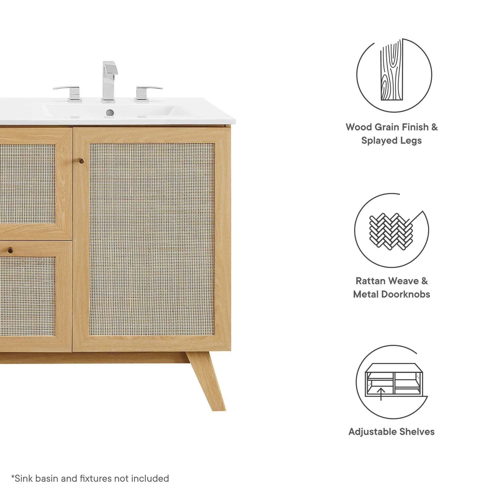 Soma 48” Single or Double Sink Compatible Bathroom Vanity Cabinet (Sink Basin Not Included) By Modway - EEI-6589 | Bathroom Accessories | Modishstore - 11