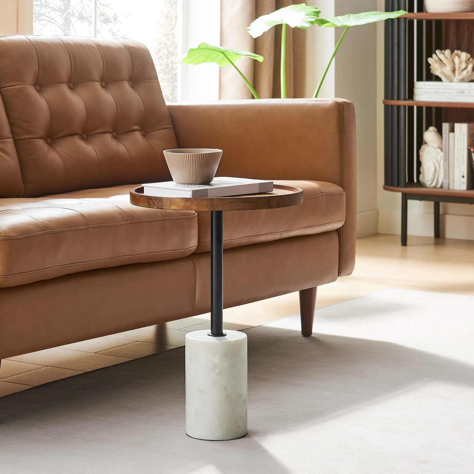 Amina Round Acacia Wood Side Table By Modway - EEI-6607 | Side Tables