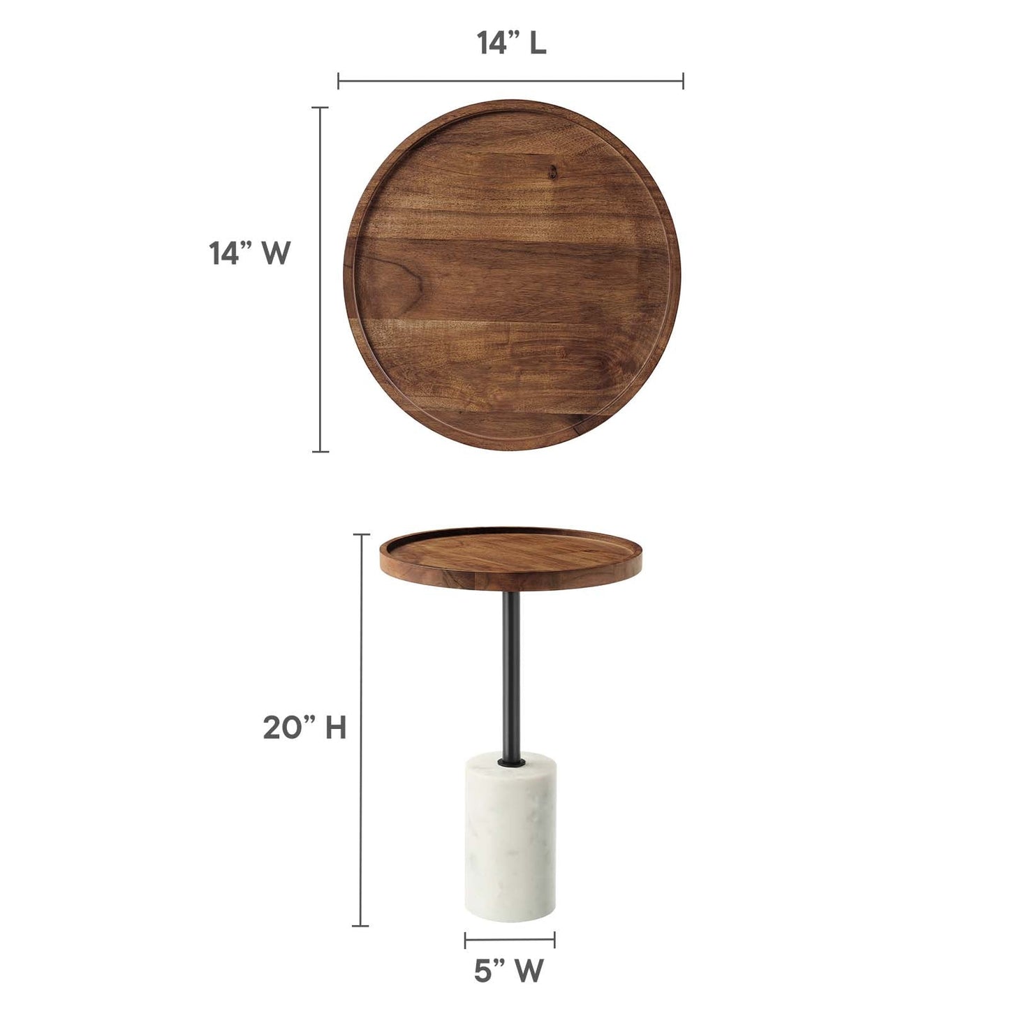 Amina Round Acacia Wood Side Table By Modway - EEI-6607 | Side Tables - 8