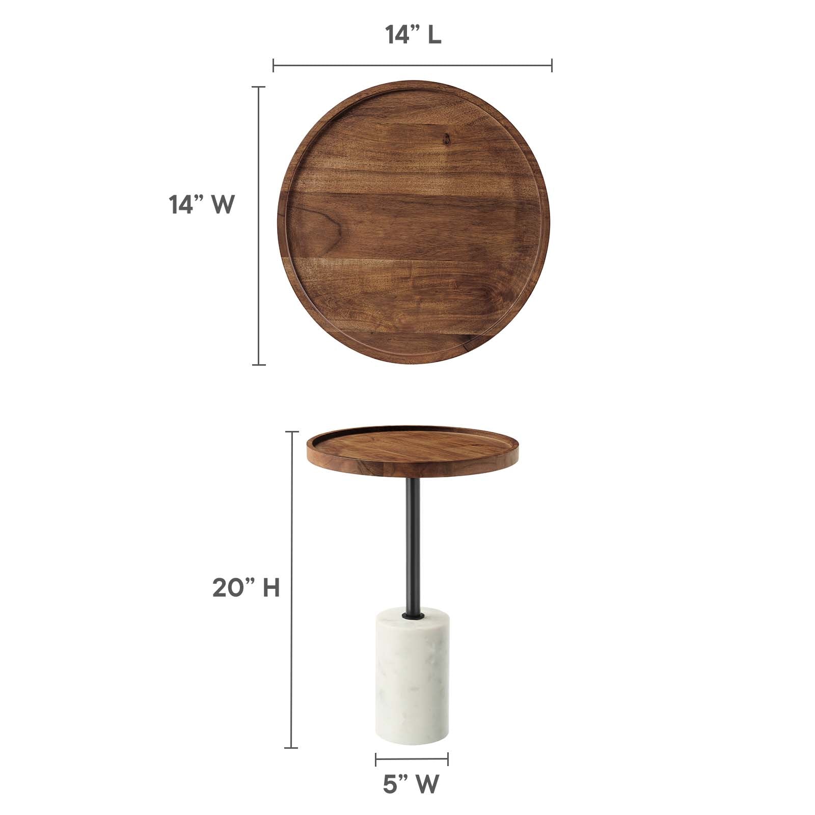 Amina Round Acacia Wood Side Table By Modway - EEI-6607 | Side Tables - 8