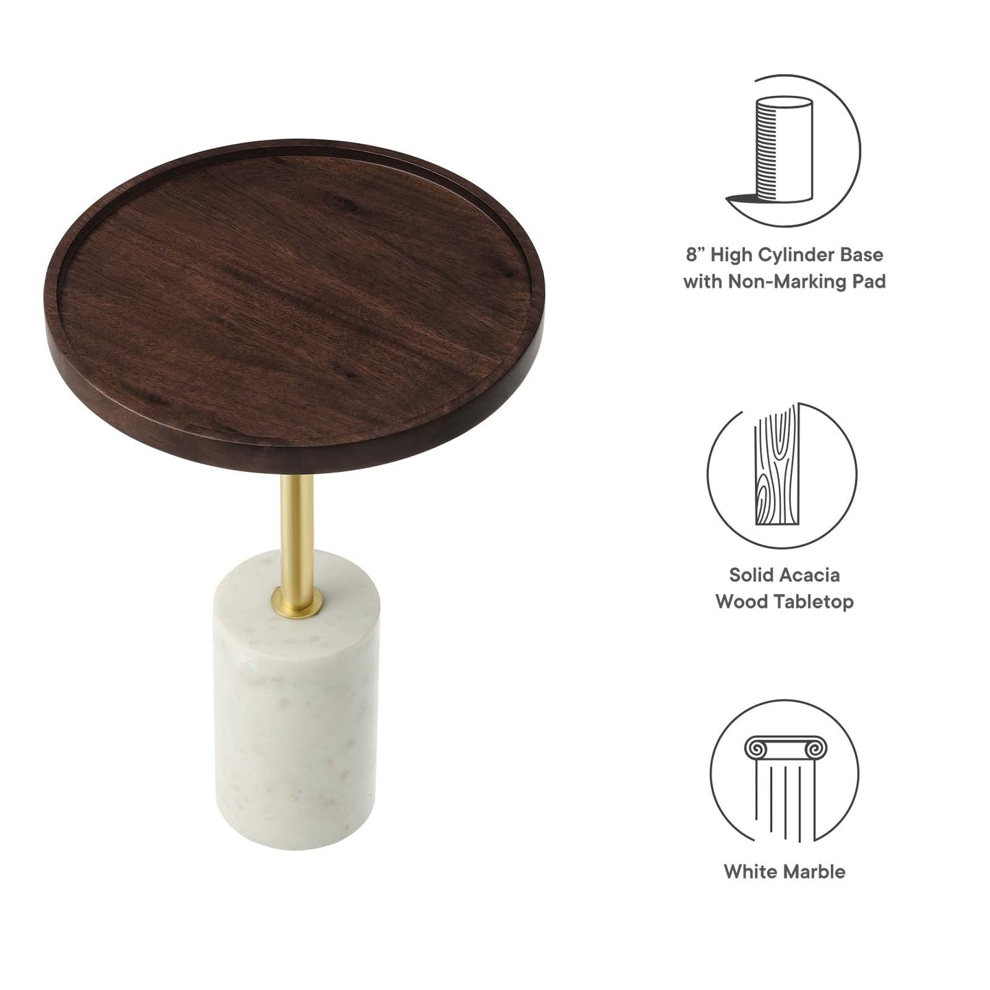 Amina Round Acacia Wood Side Table By Modway - EEI-6607 | Side Tables - 15