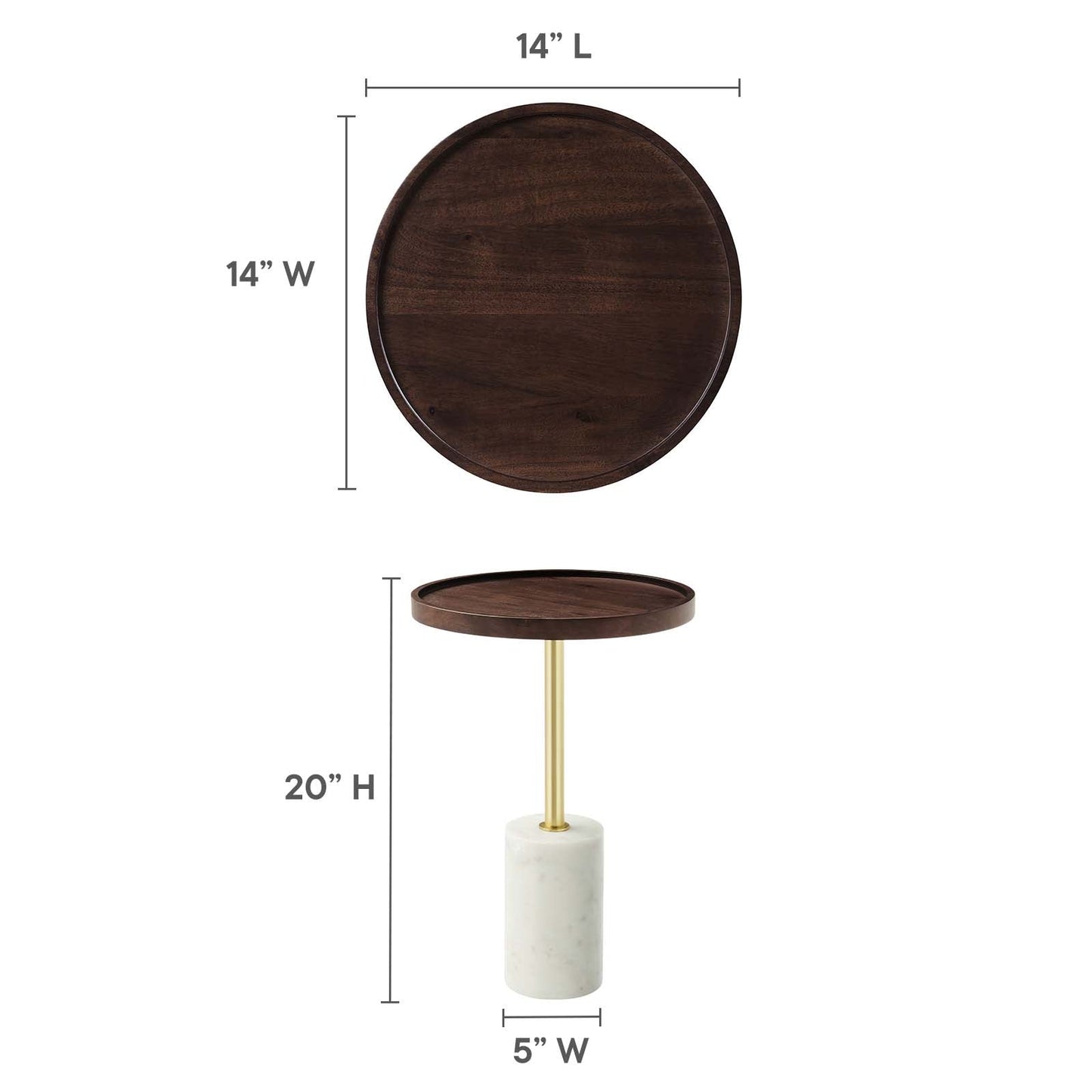 Amina Round Acacia Wood Side Table By Modway - EEI-6607 | Side Tables - 16
