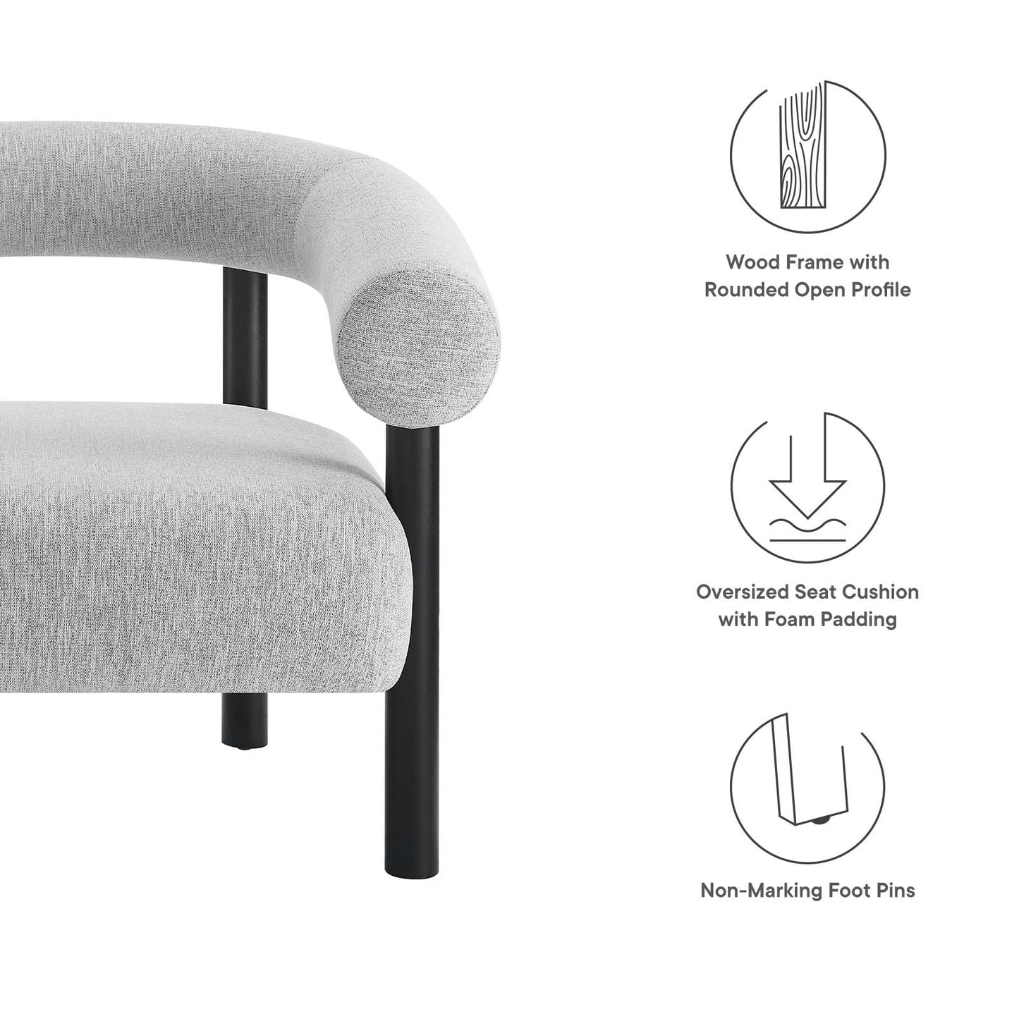 Sable Upholstered Fabric Armchair By Modway - EEI-6689 | Armchairs | Modishstore - 15