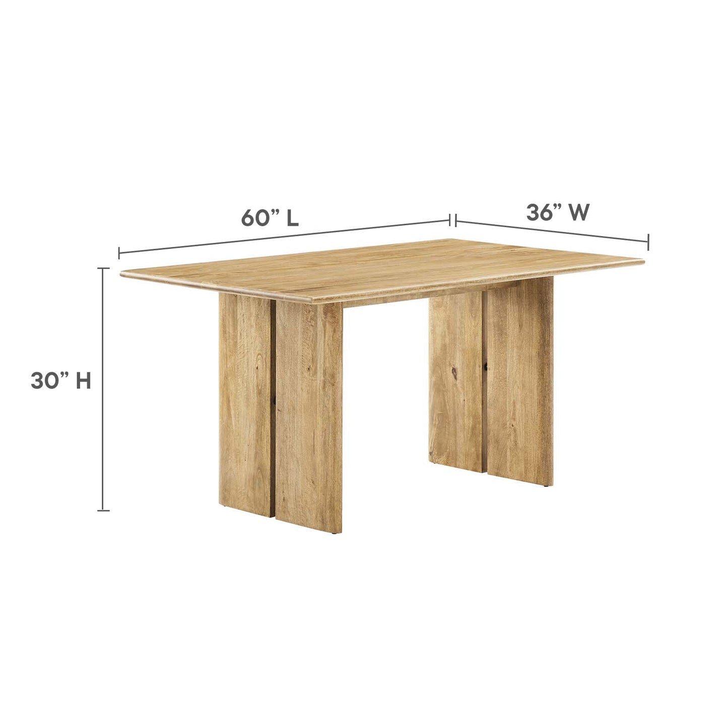 Amistad 60" Wood Dining Table and Bench Set By Modway - EEI-6690 | Dining Sets - 4