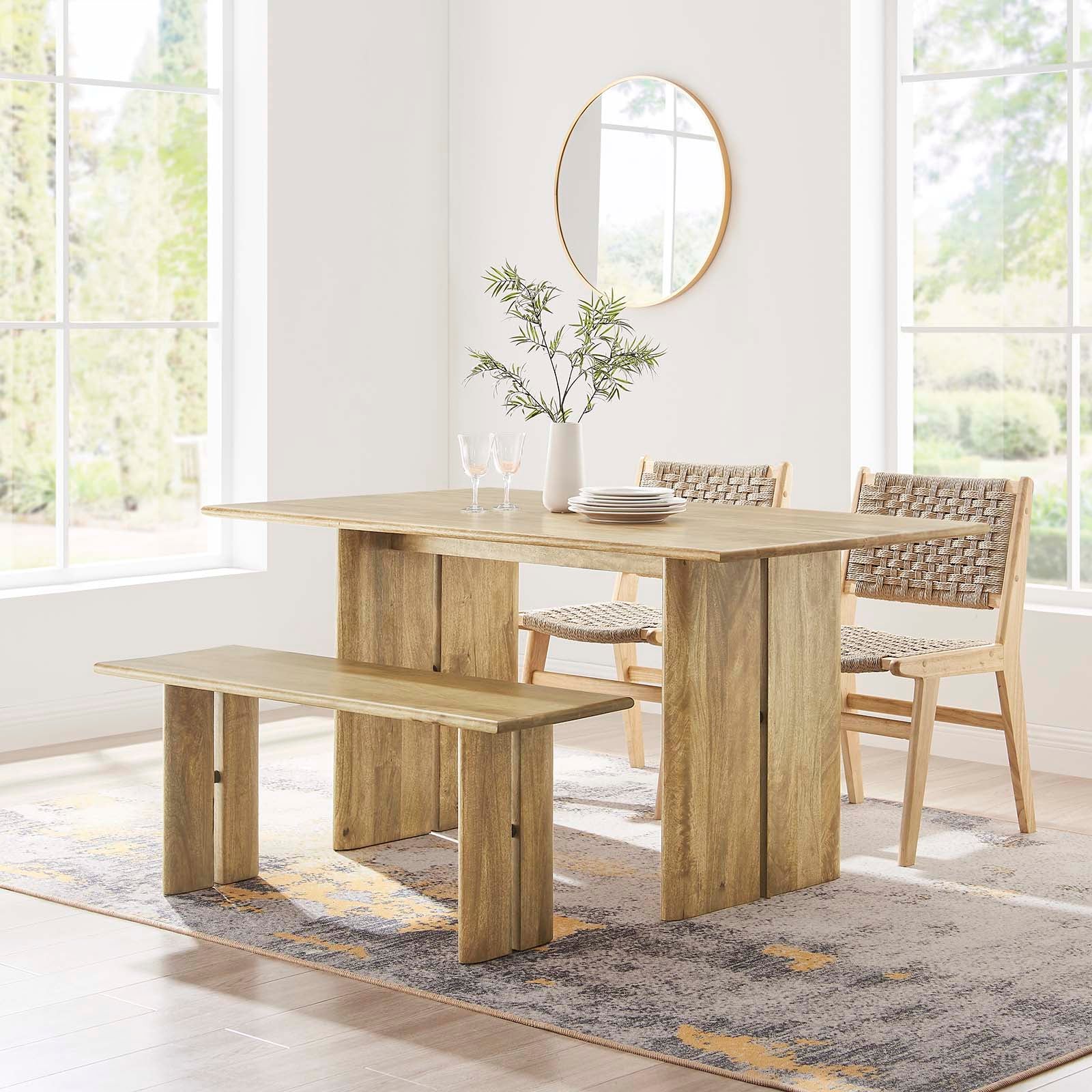 Amistad 60" Wood Dining Table and Bench Set By Modway - EEI-6690 | Dining Sets - 6
