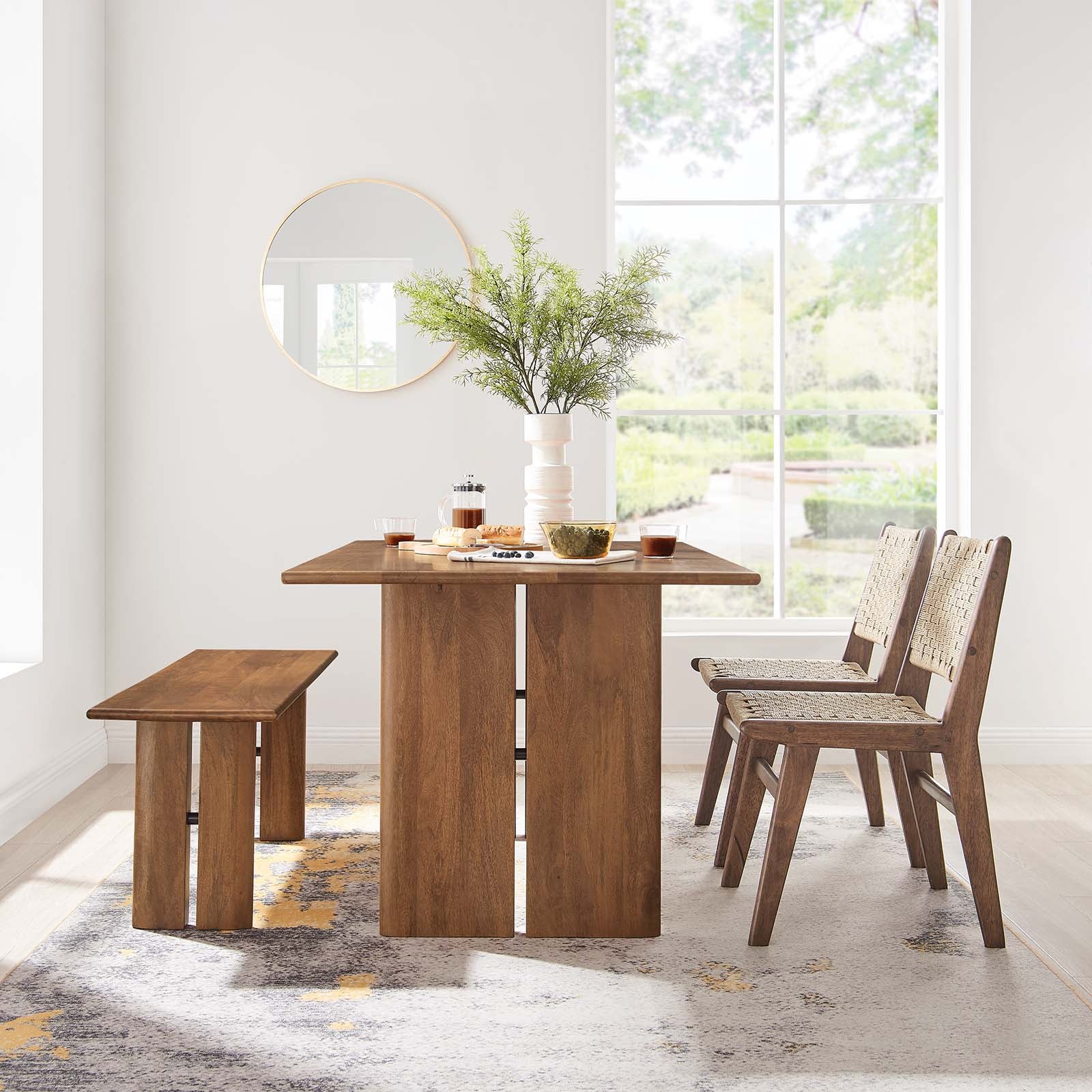 Amistad 60" Wood Dining Table and Bench Set By Modway - EEI-6690 | Dining Sets - 7