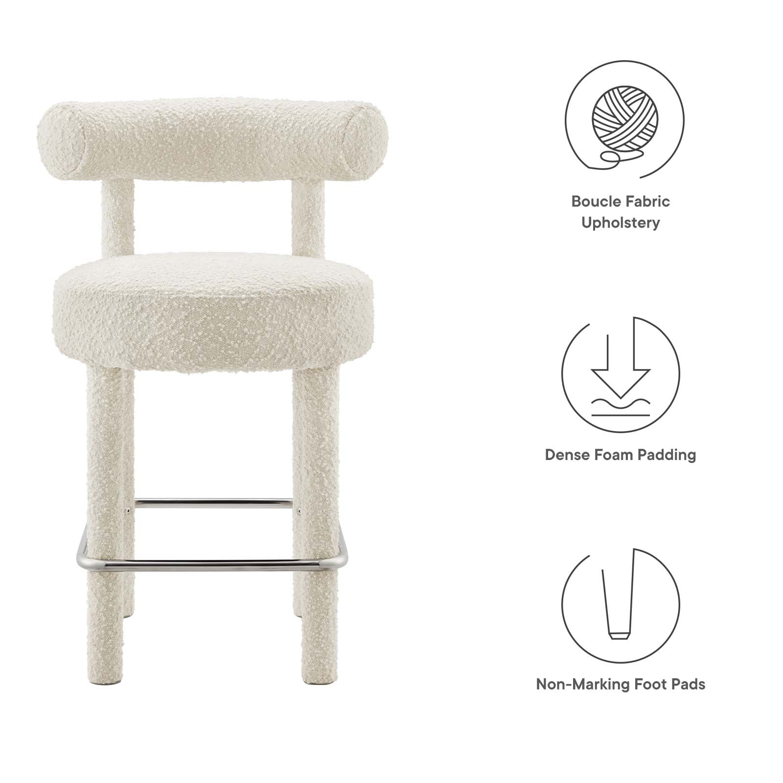 Toulouse Boucle Fabric Counter Stool - Set of 2 By Modway - EEI-6707 | Counter Stools | Modway - 19