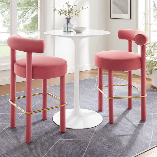 Toulouse Performance Velvet Bar Stool - Set of 2 By Modway - EEI-6710 | Bar Stools | Modway