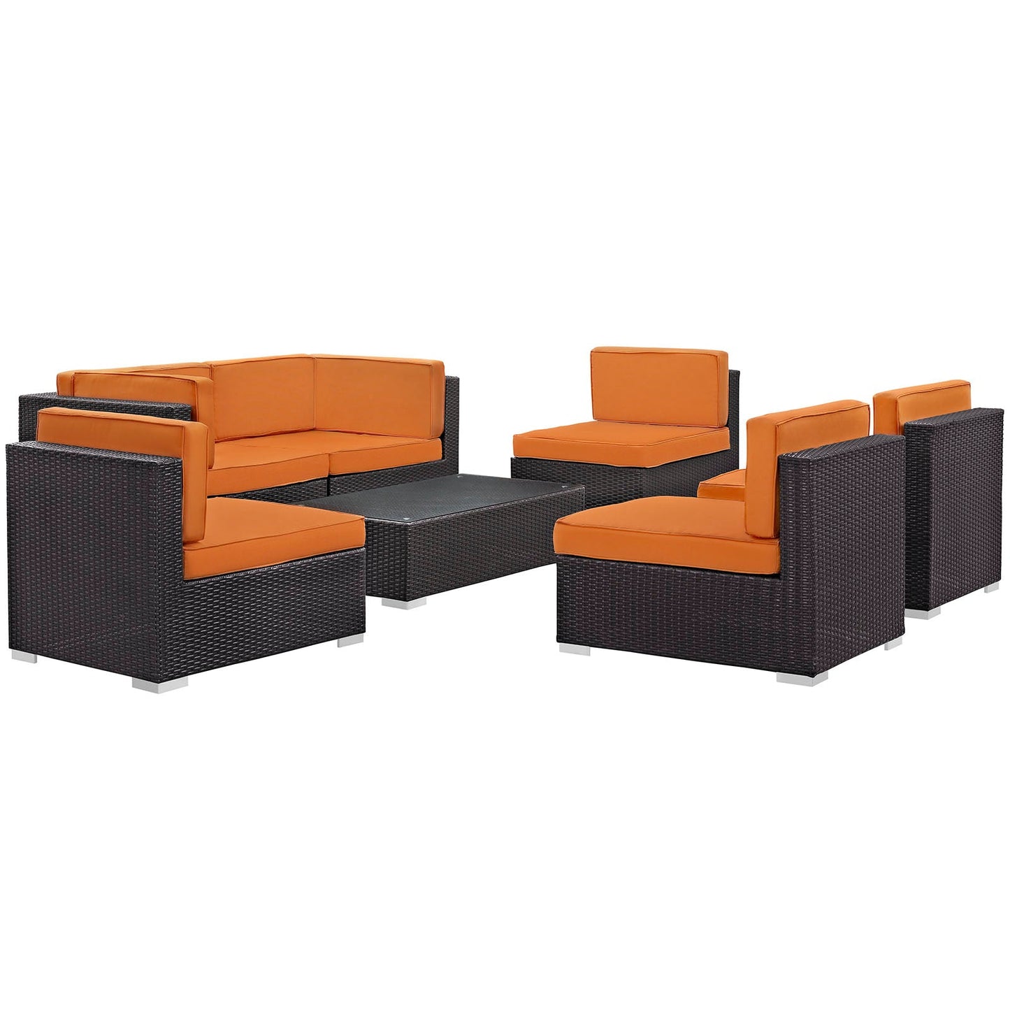 Aero 7 Piece Outdoor Patio Sectional Set By Modway - EEI-695 | Outdoor Sofas, Loveseats & Sectionals - 6