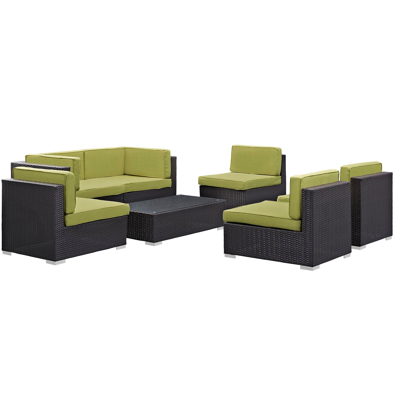 Aero 7 Piece Outdoor Patio Sectional Set By Modway - EEI-695 | Outdoor Sofas, Loveseats & Sectionals - 10