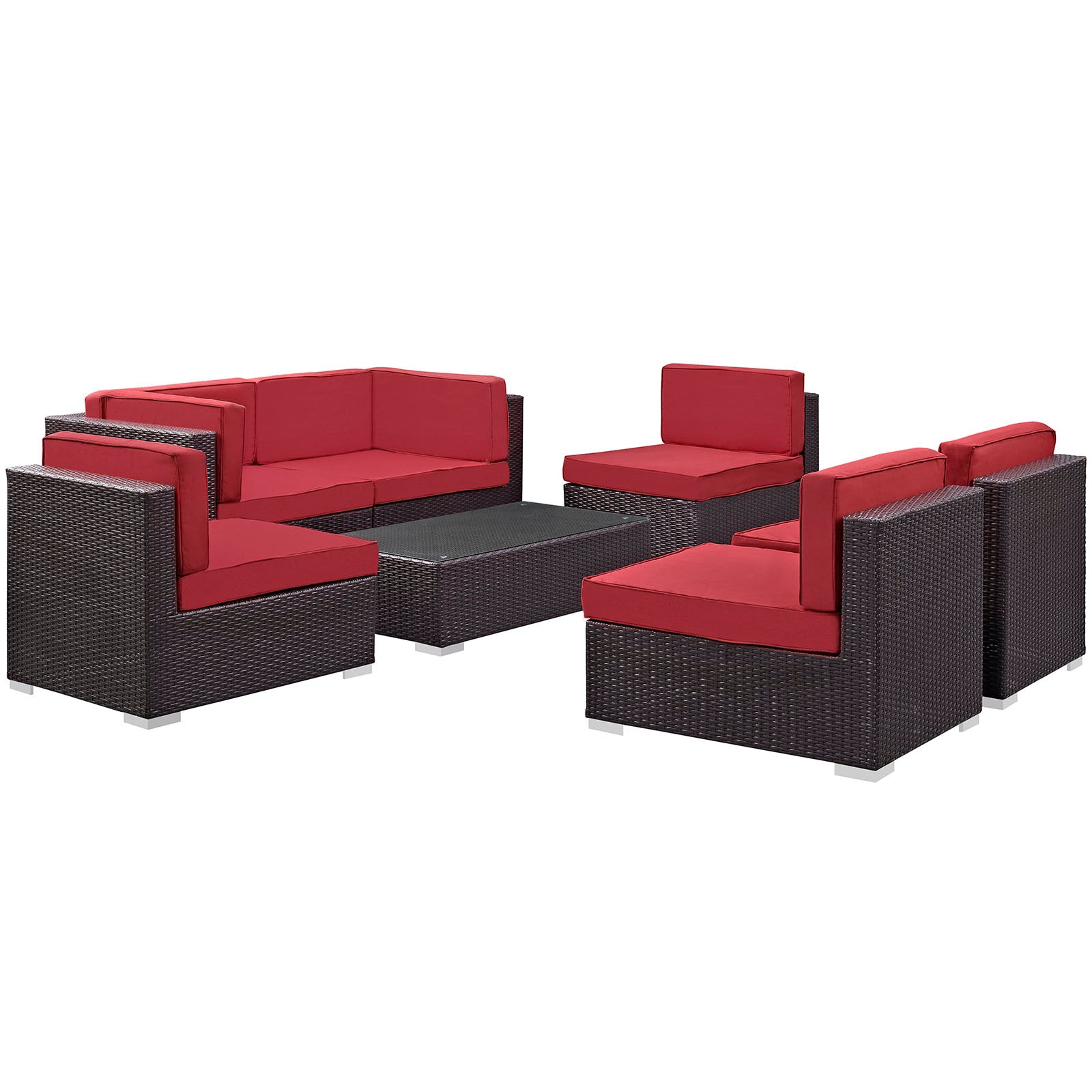 Aero 7 Piece Outdoor Patio Sectional Set By Modway - EEI-695 | Outdoor Sofas, Loveseats & Sectionals - 13
