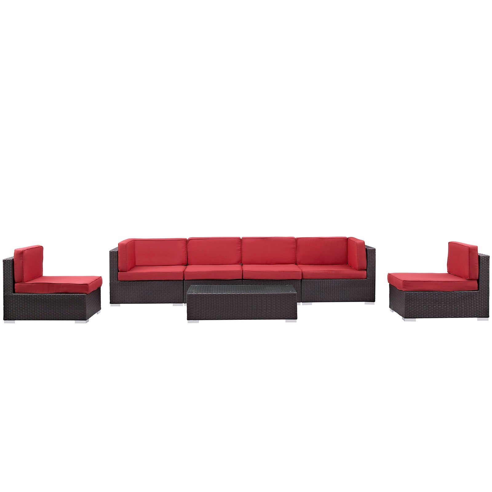 Aero 7 Piece Outdoor Patio Sectional Set By Modway - EEI-695 | Outdoor Sofas, Loveseats & Sectionals - 15