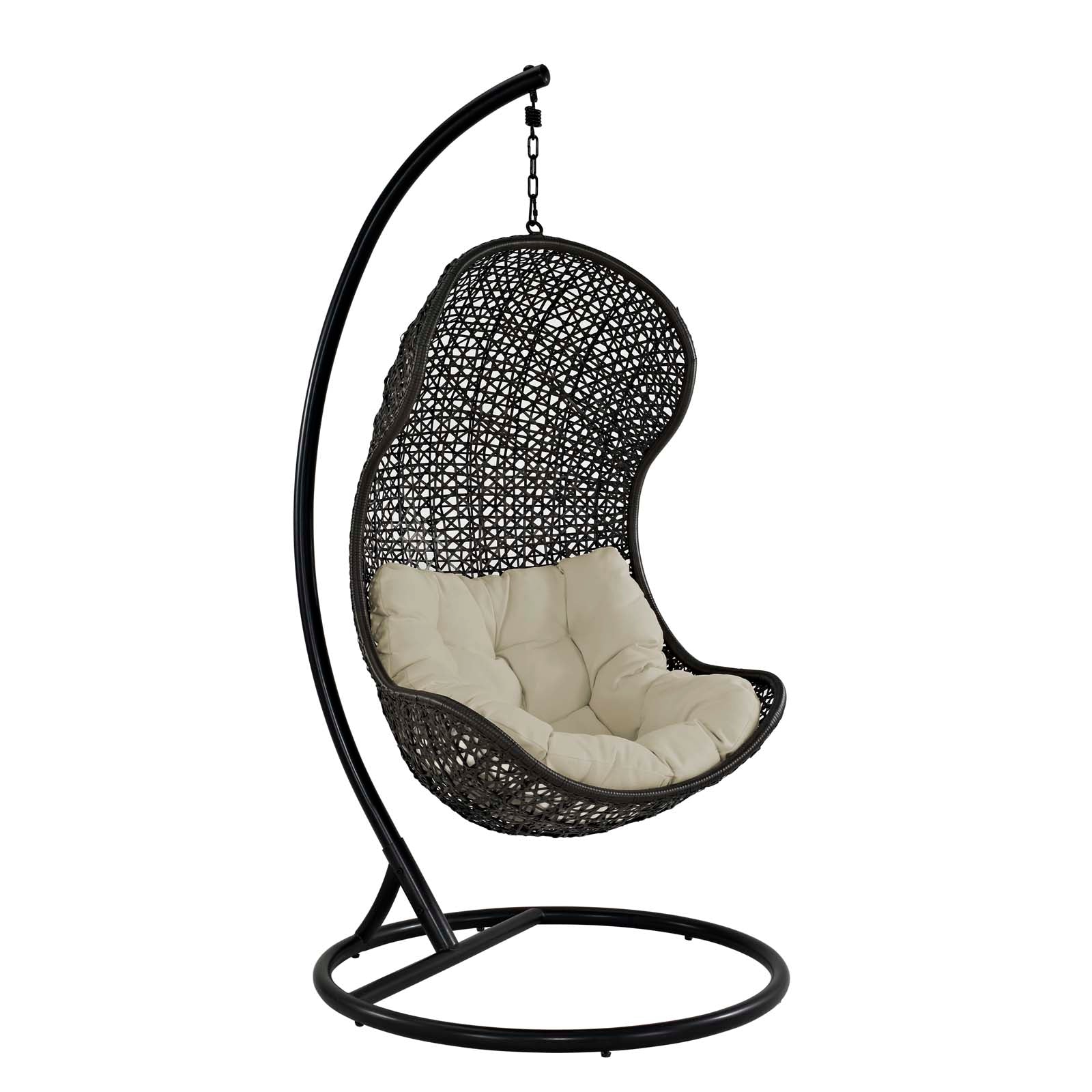 Modway Parlay Swing Outdoor Patio Fabric Lounge Chair - Espresso White | Outdoor Porch Swings | Modishstore-3