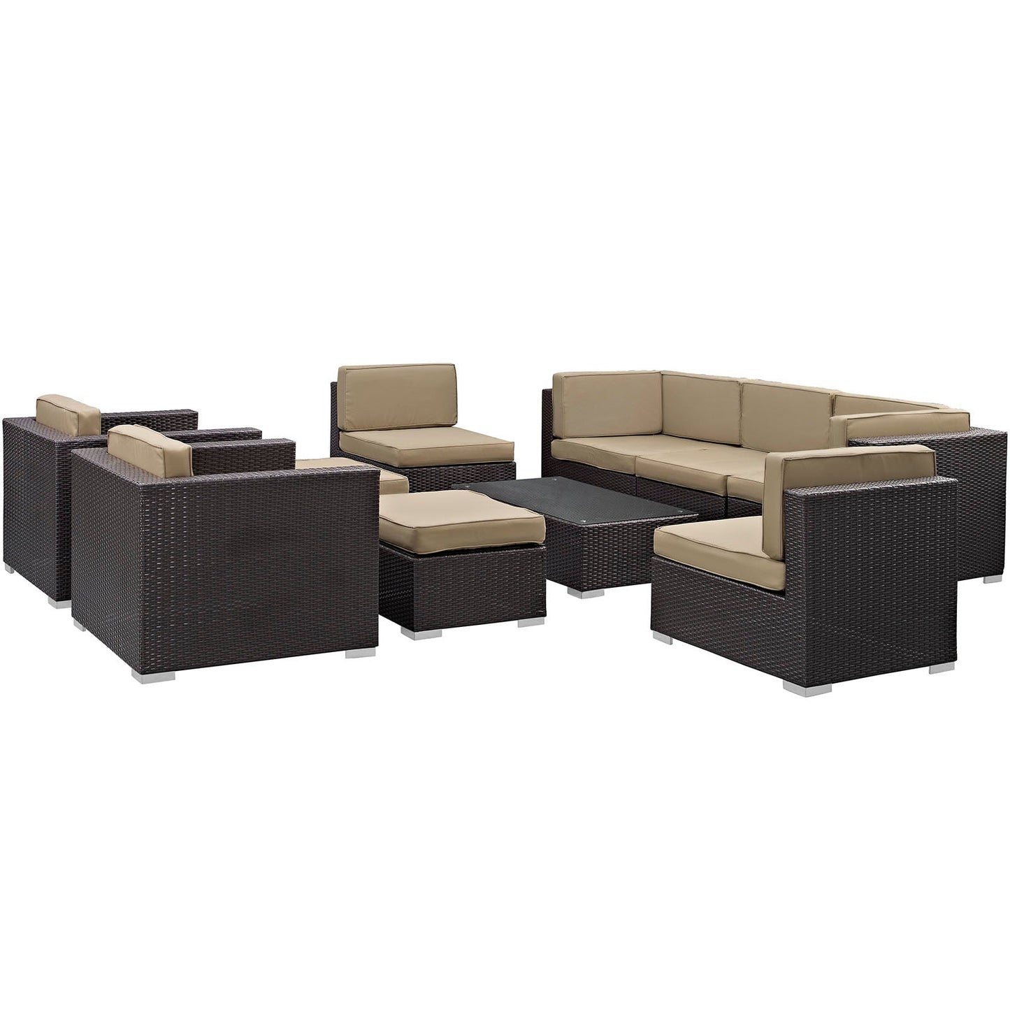 Avia 10 Piece Outdoor Patio Sectional Set By Modway - EEI-826