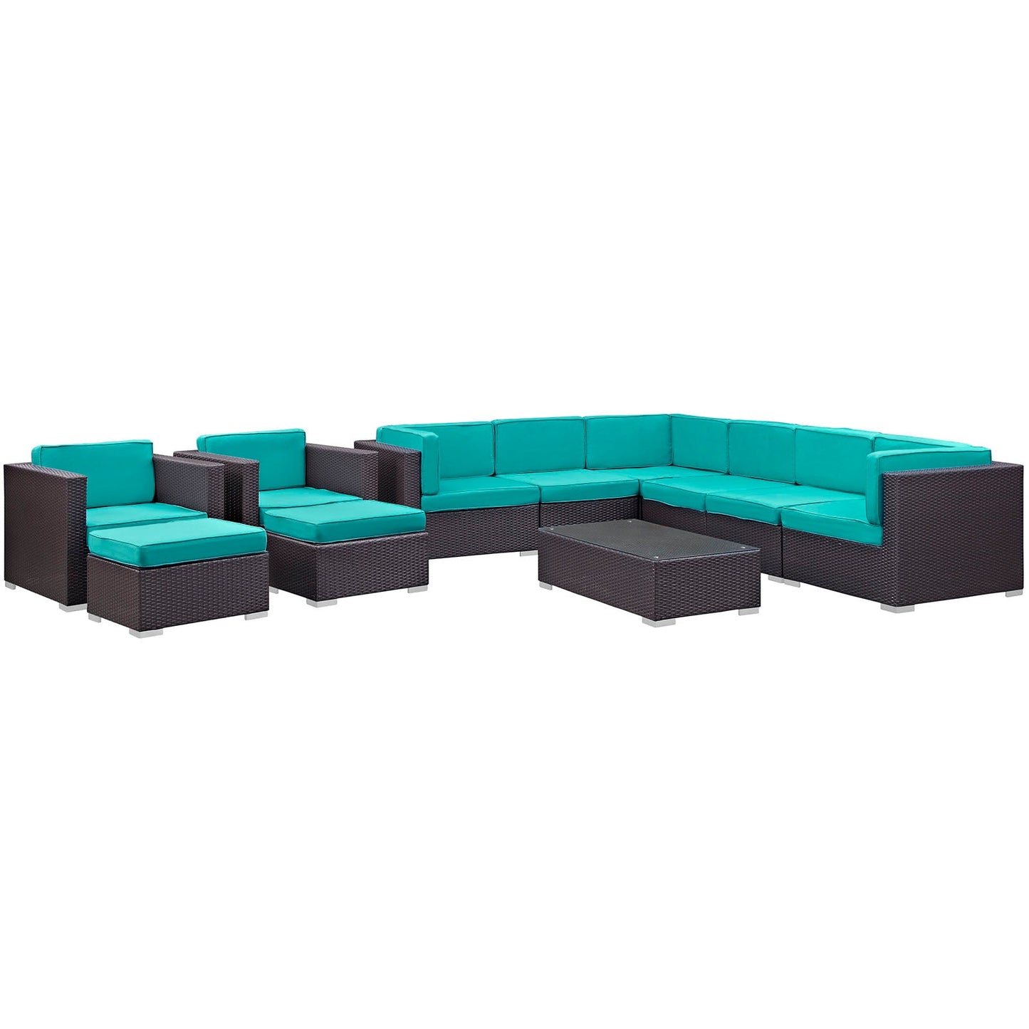 Avia 10 Piece Outdoor Patio Sectional Set By Modway - EEI-826 | Outdoor Sofas, Loveseats & Sectionals