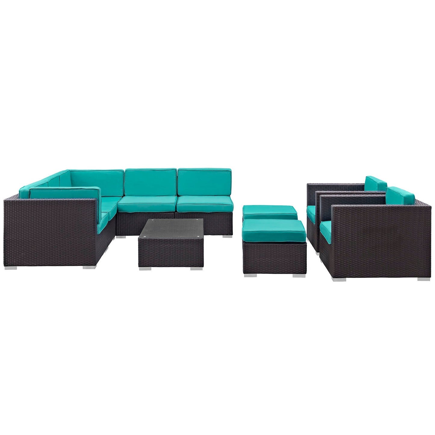 Avia 10 Piece Outdoor Patio Sectional Set By Modway - EEI-826 | Outdoor Sofas, Loveseats & Sectionals - 2