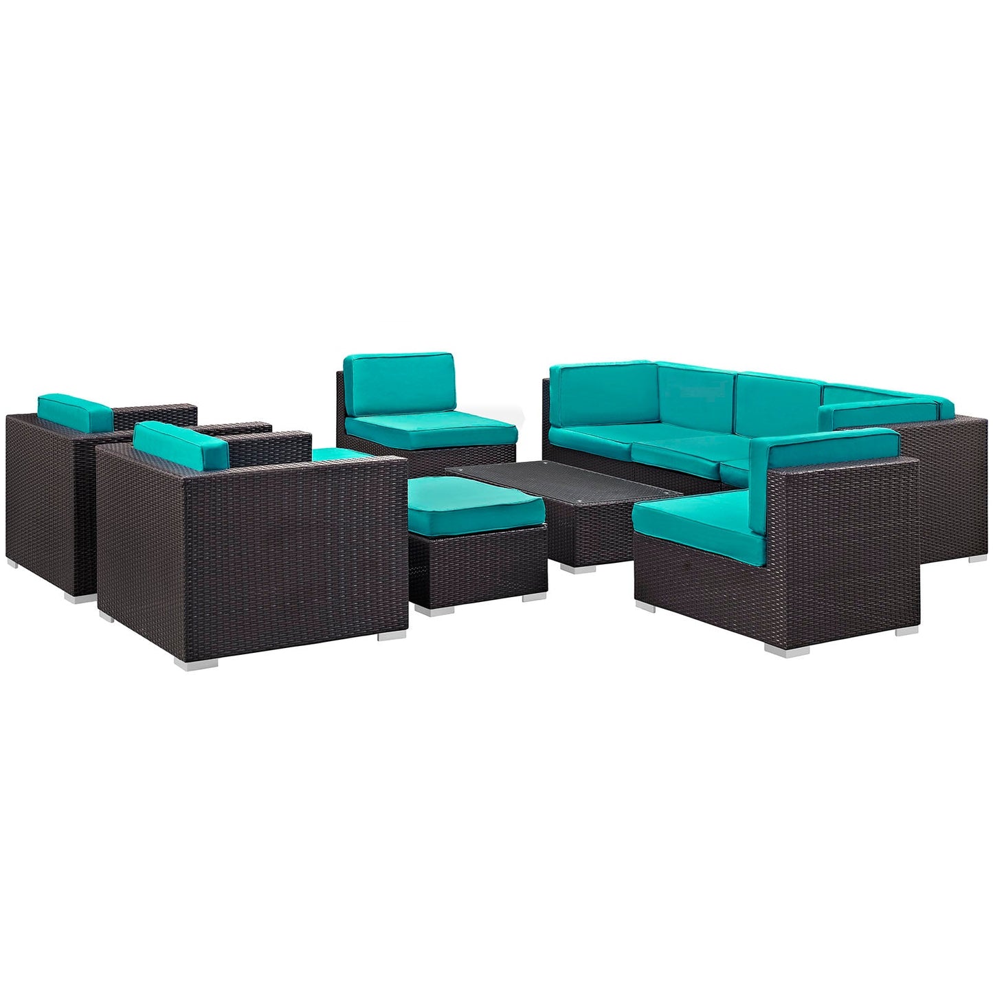 Avia 10 Piece Outdoor Patio Sectional Set By Modway - EEI-826 | Outdoor Sofas, Loveseats & Sectionals - 3