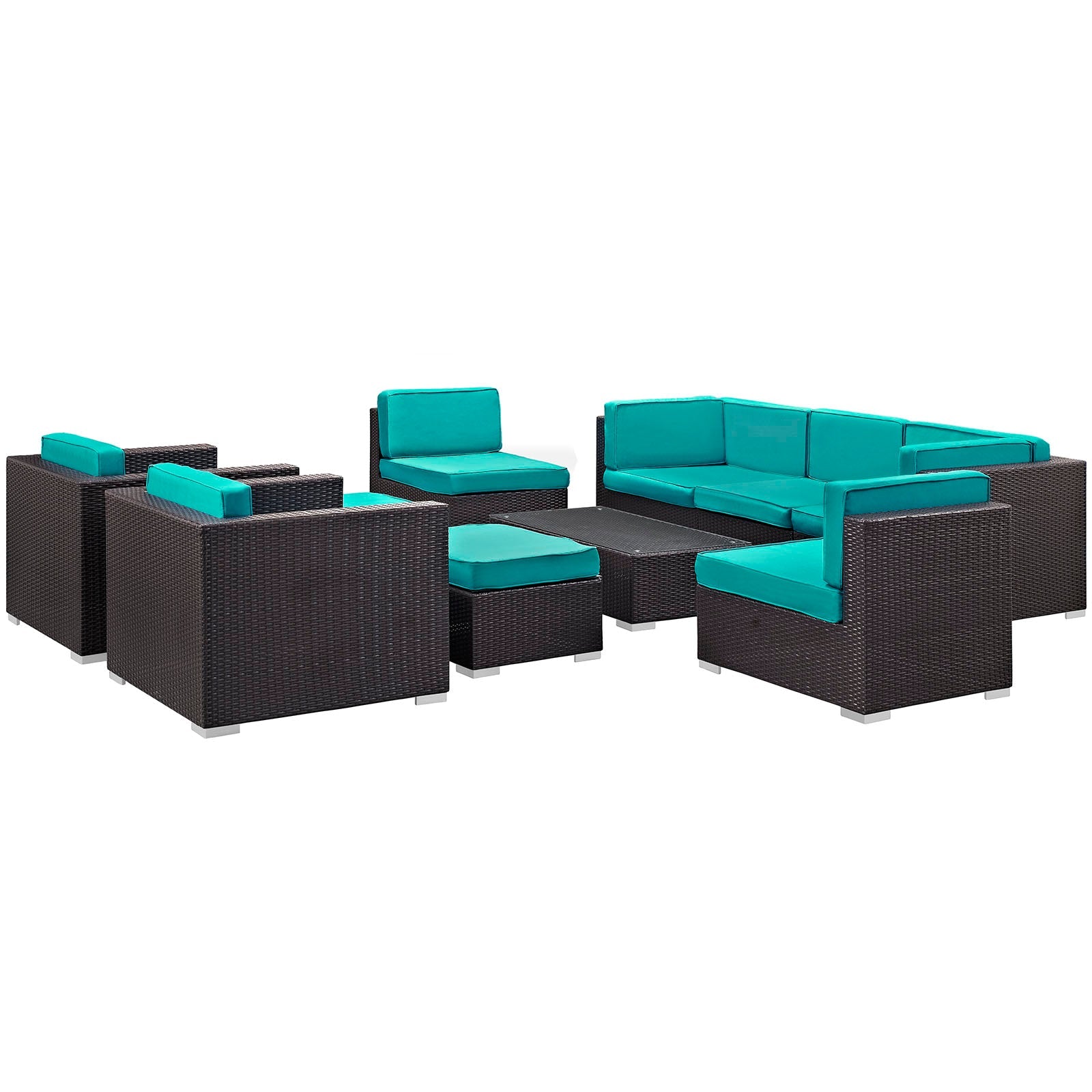Avia 10 Piece Outdoor Patio Sectional Set By Modway - EEI-826 | Outdoor Sofas, Loveseats & Sectionals - 3
