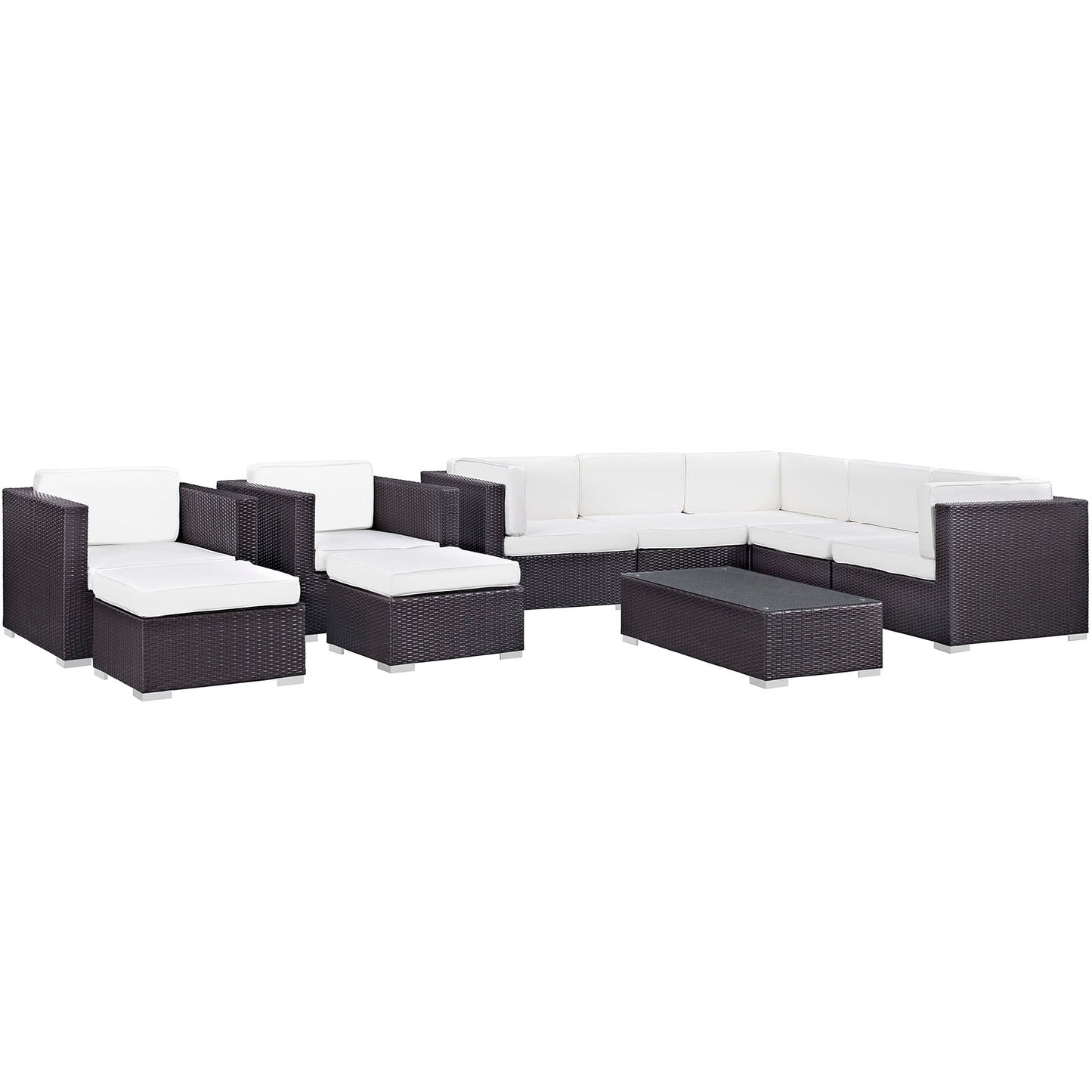 Avia 10 Piece Outdoor Patio Sectional Set By Modway - EEI-826 | Outdoor Sofas, Loveseats & Sectionals - 5