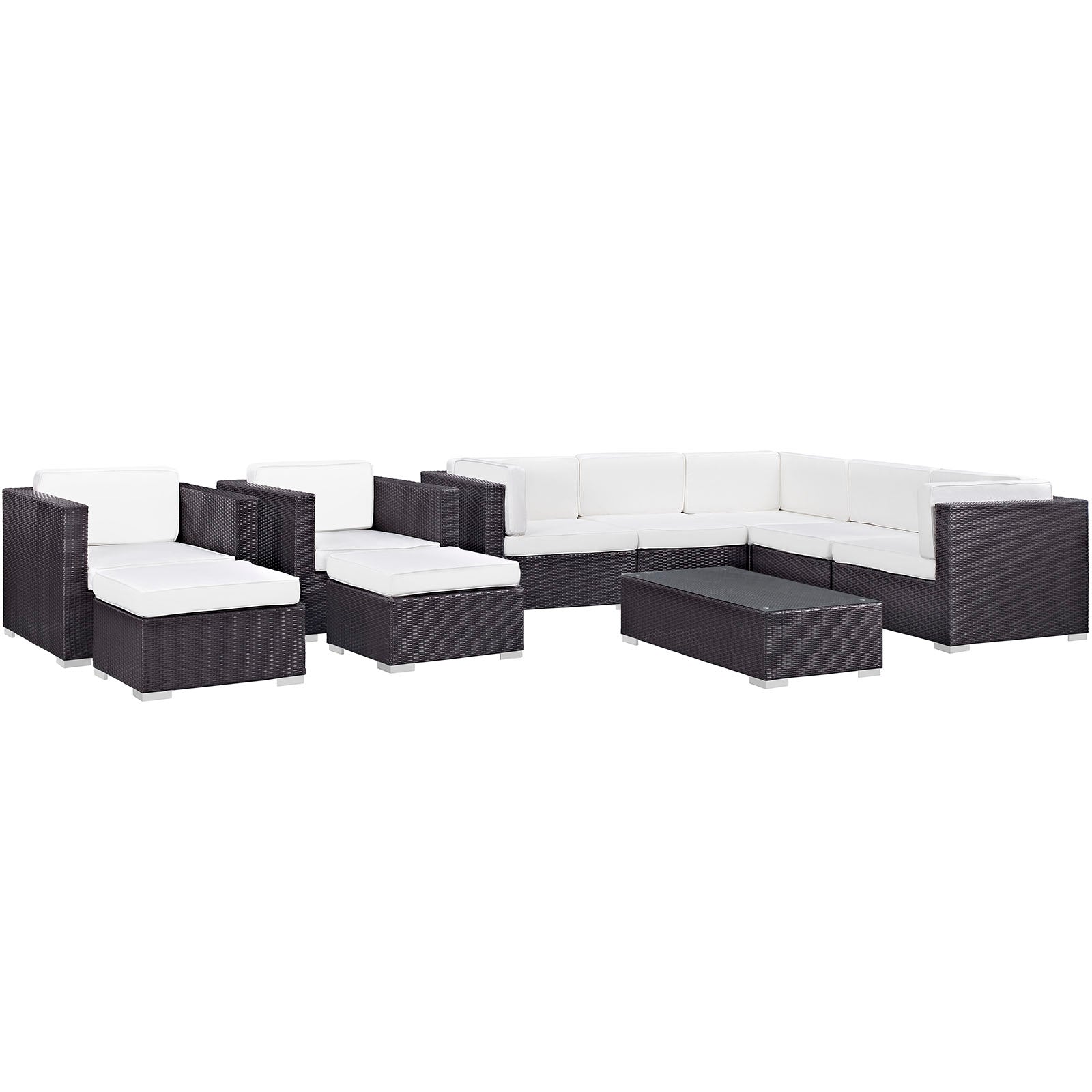 Avia 10 Piece Outdoor Patio Sectional Set By Modway - EEI-826 | Outdoor Sofas, Loveseats & Sectionals - 5