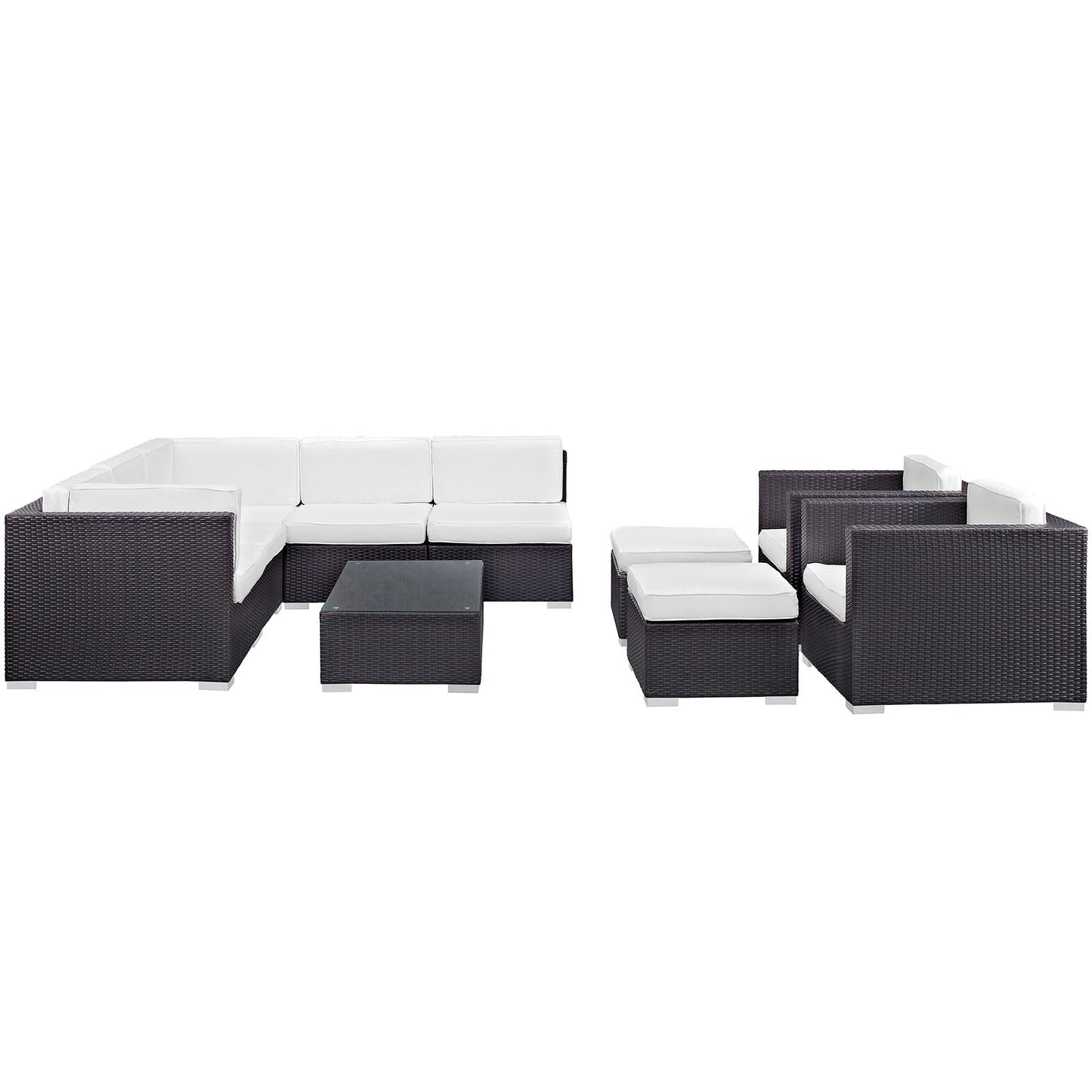 Avia 10 Piece Outdoor Patio Sectional Set By Modway - EEI-826 | Outdoor Sofas, Loveseats & Sectionals - 6