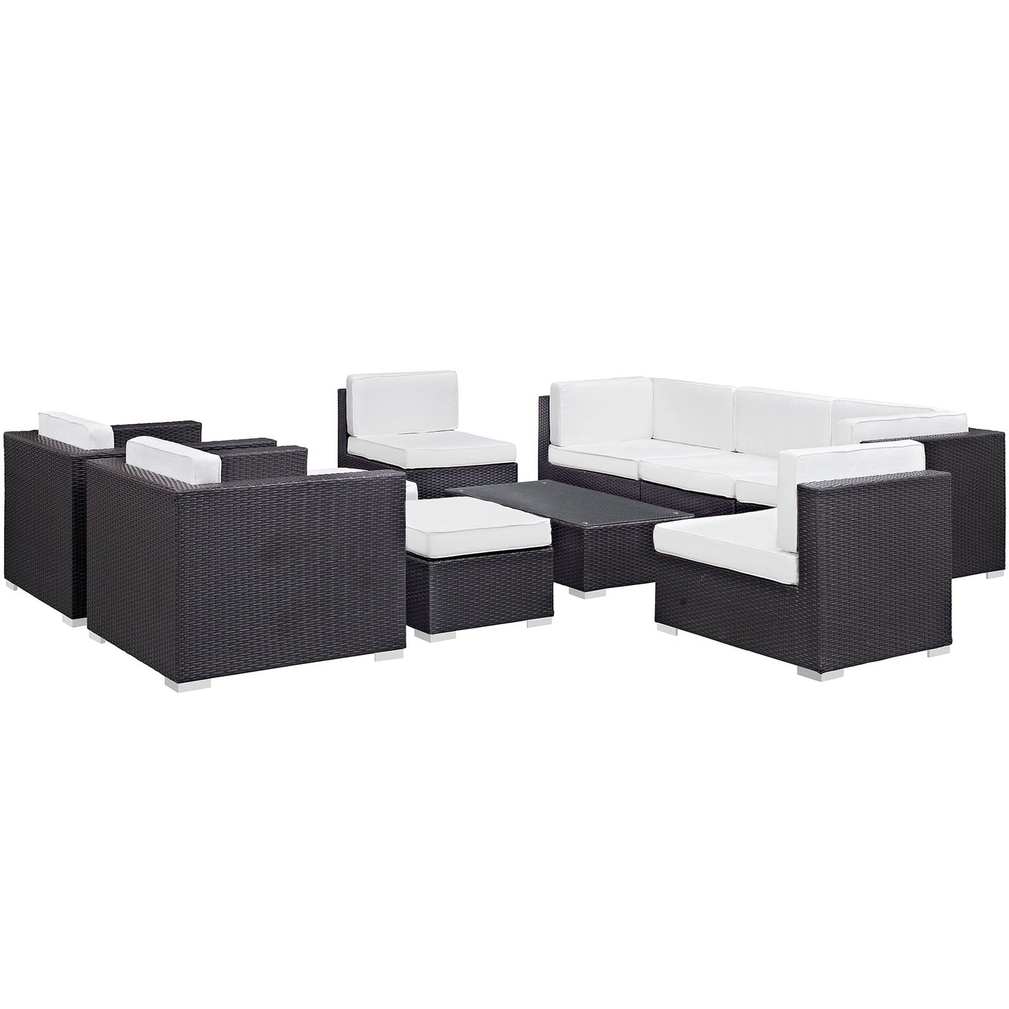 Avia 10 Piece Outdoor Patio Sectional Set By Modway - EEI-826 | Outdoor Sofas, Loveseats & Sectionals - 7