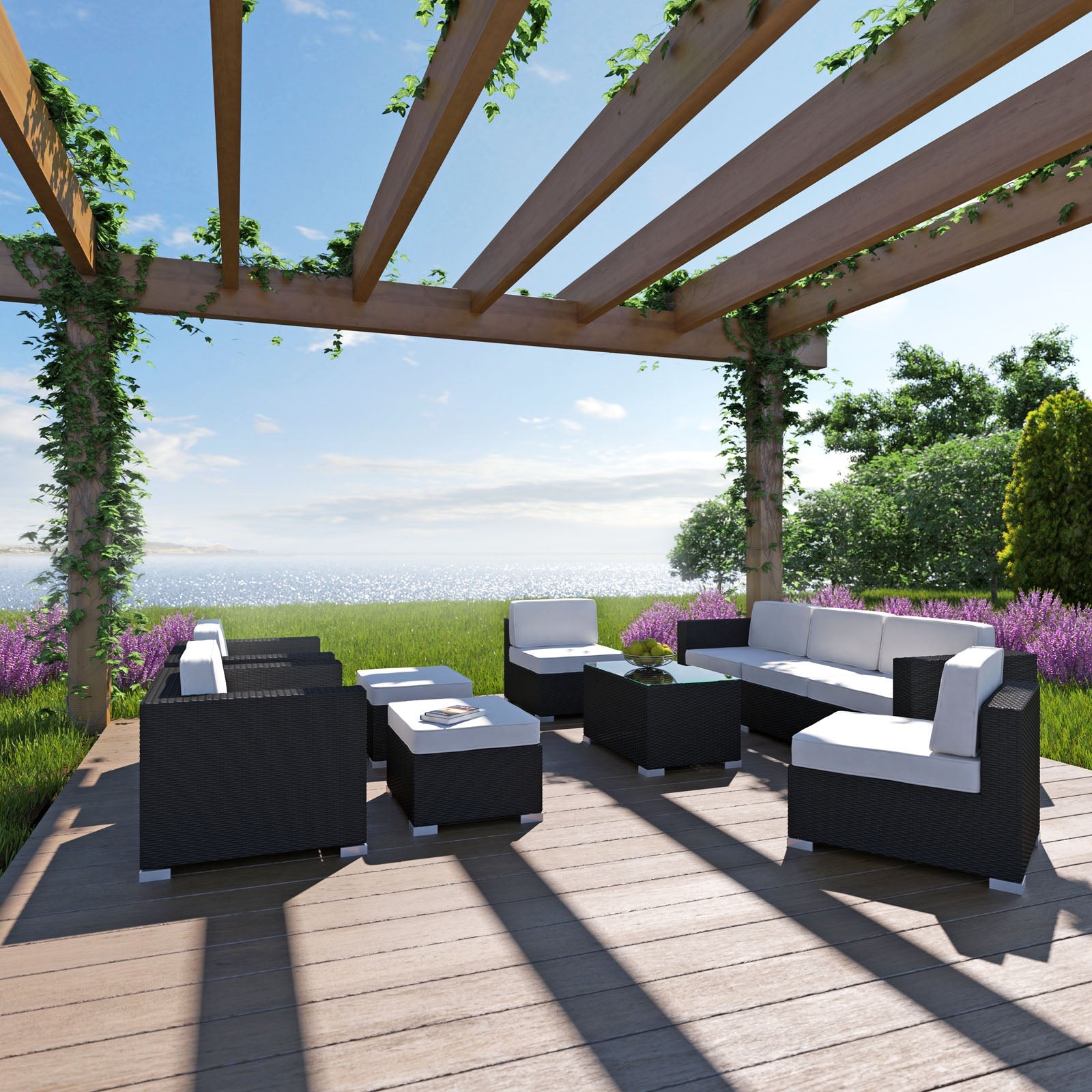 Avia 10 Piece Outdoor Patio Sectional Set By Modway - EEI-826 | Outdoor Sofas, Loveseats & Sectionals - 8