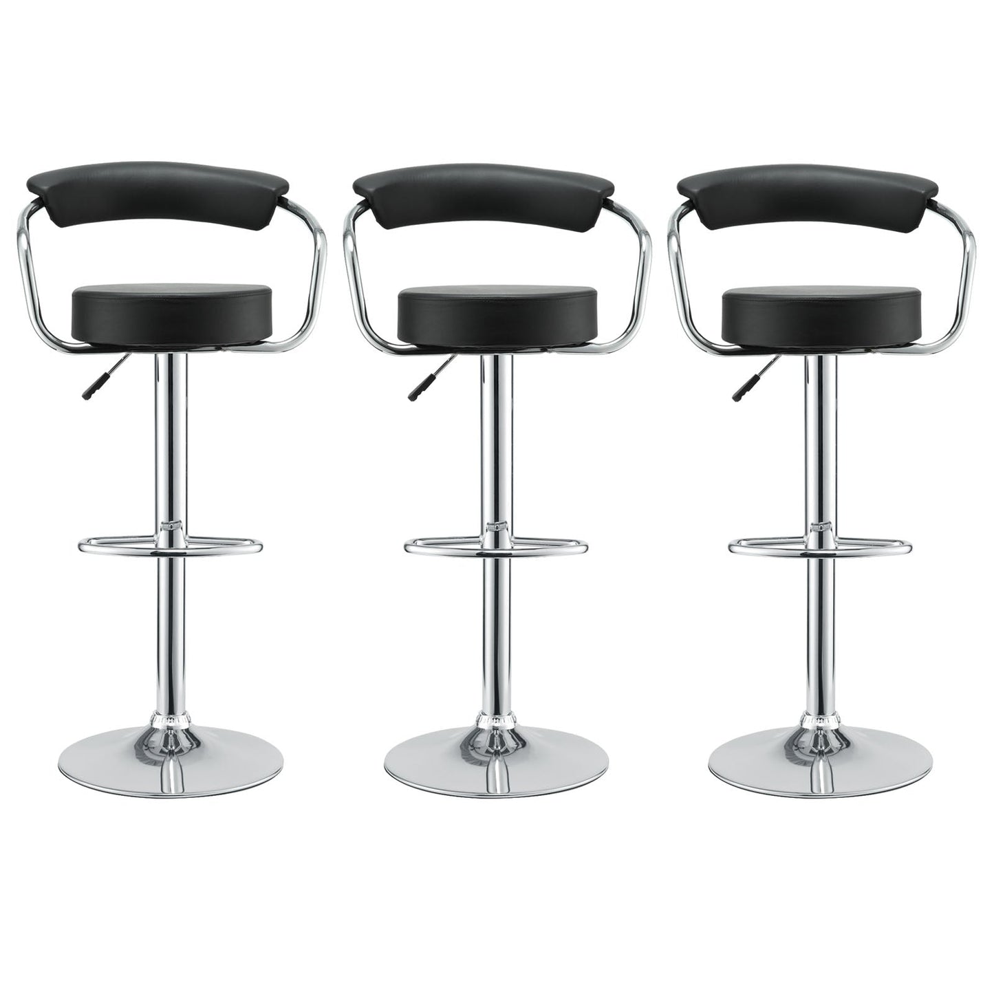 Modway Diner Bar Stool Set of 3 - Black | Bar Stools | 