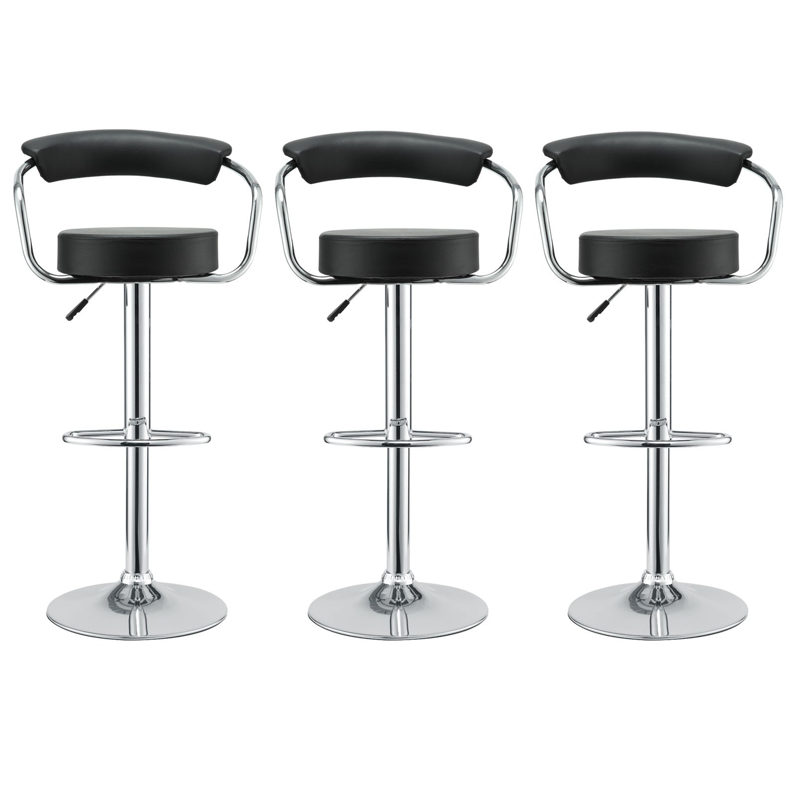 Modway Diner Bar Stool Set of 3 - Black | Bar Stools | 